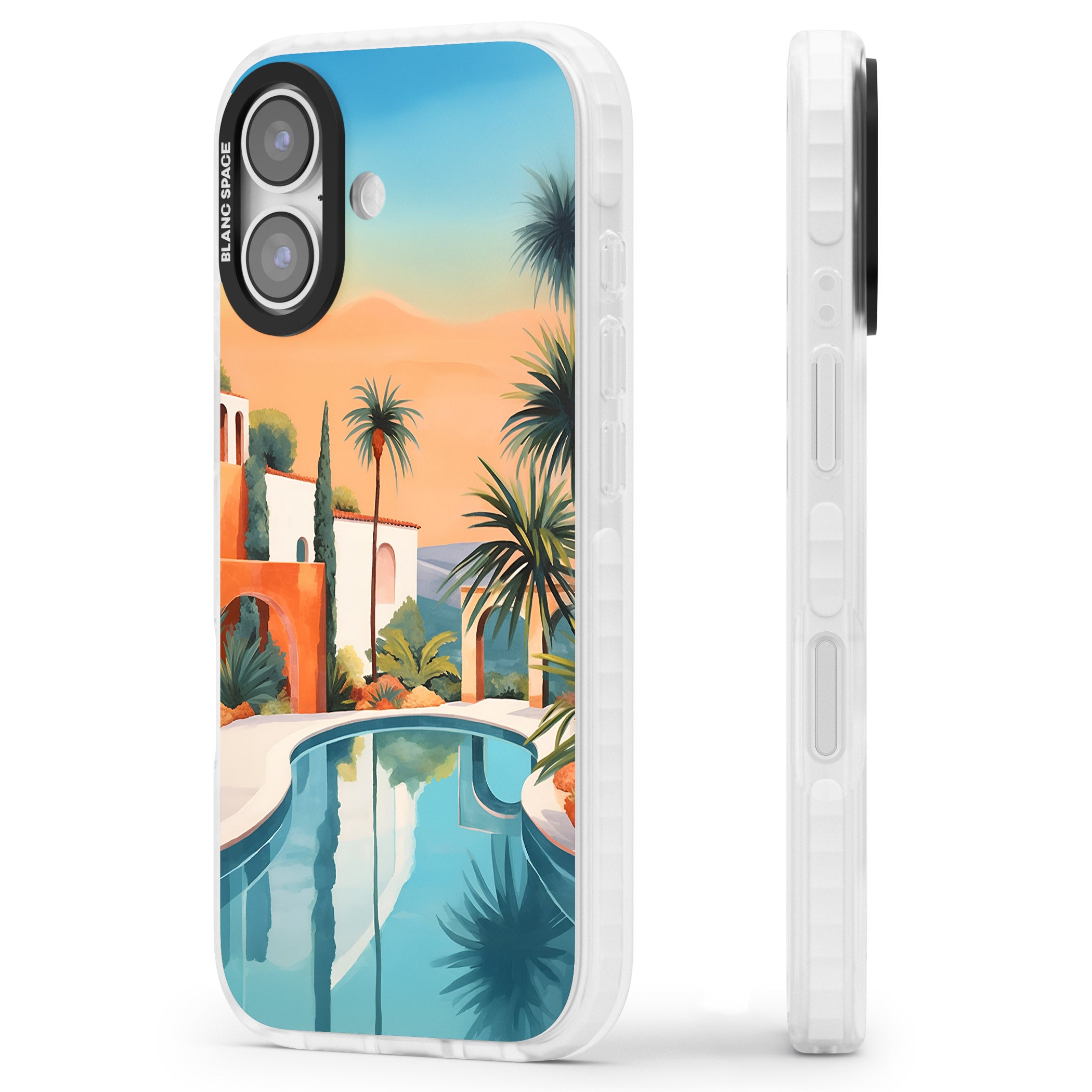 Villa Sunset iPhone 17 Impact Clear Phone Case Side Profile
