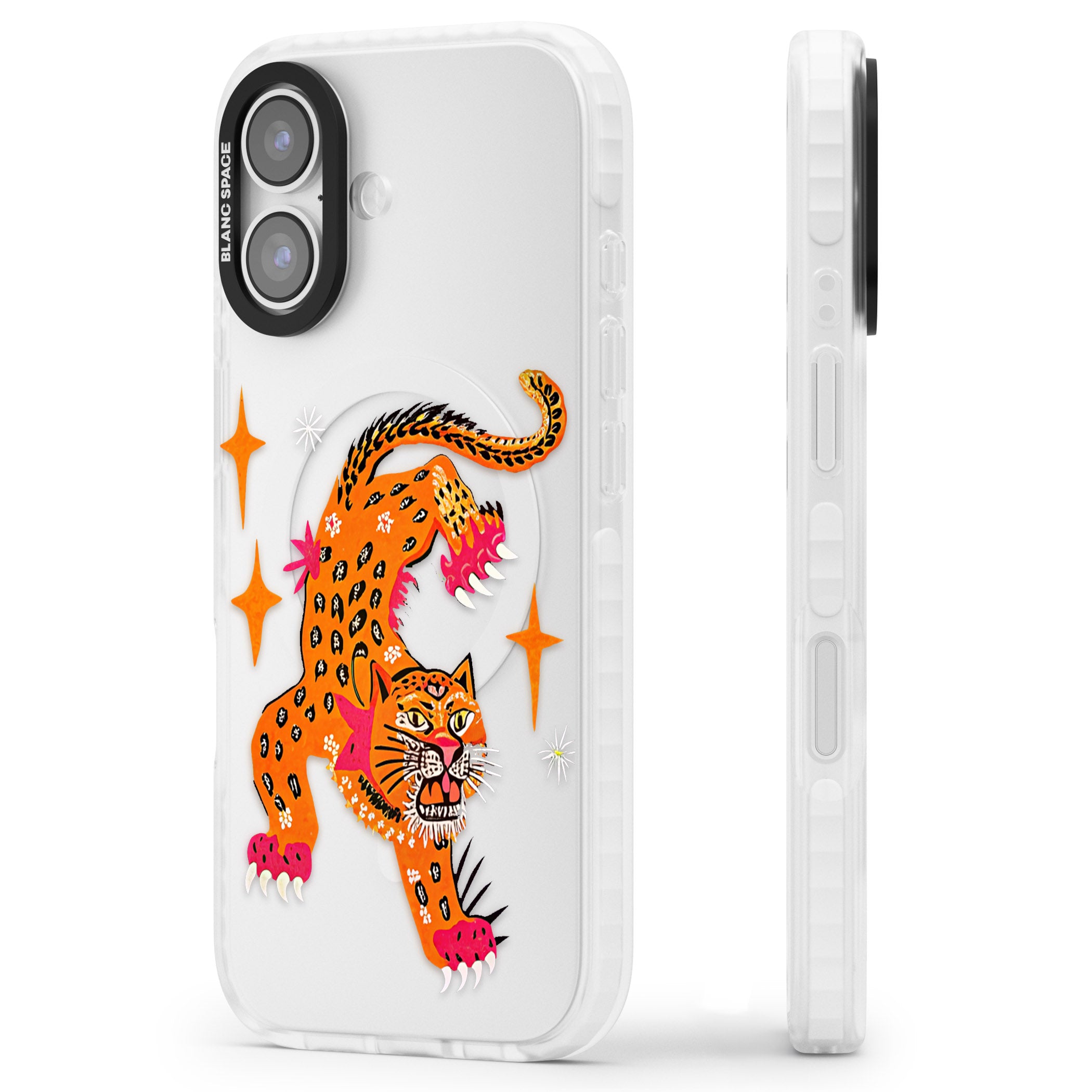 Fierce Jaguar Clear iPhone 17 Impact Clear Phone Case Side Profile