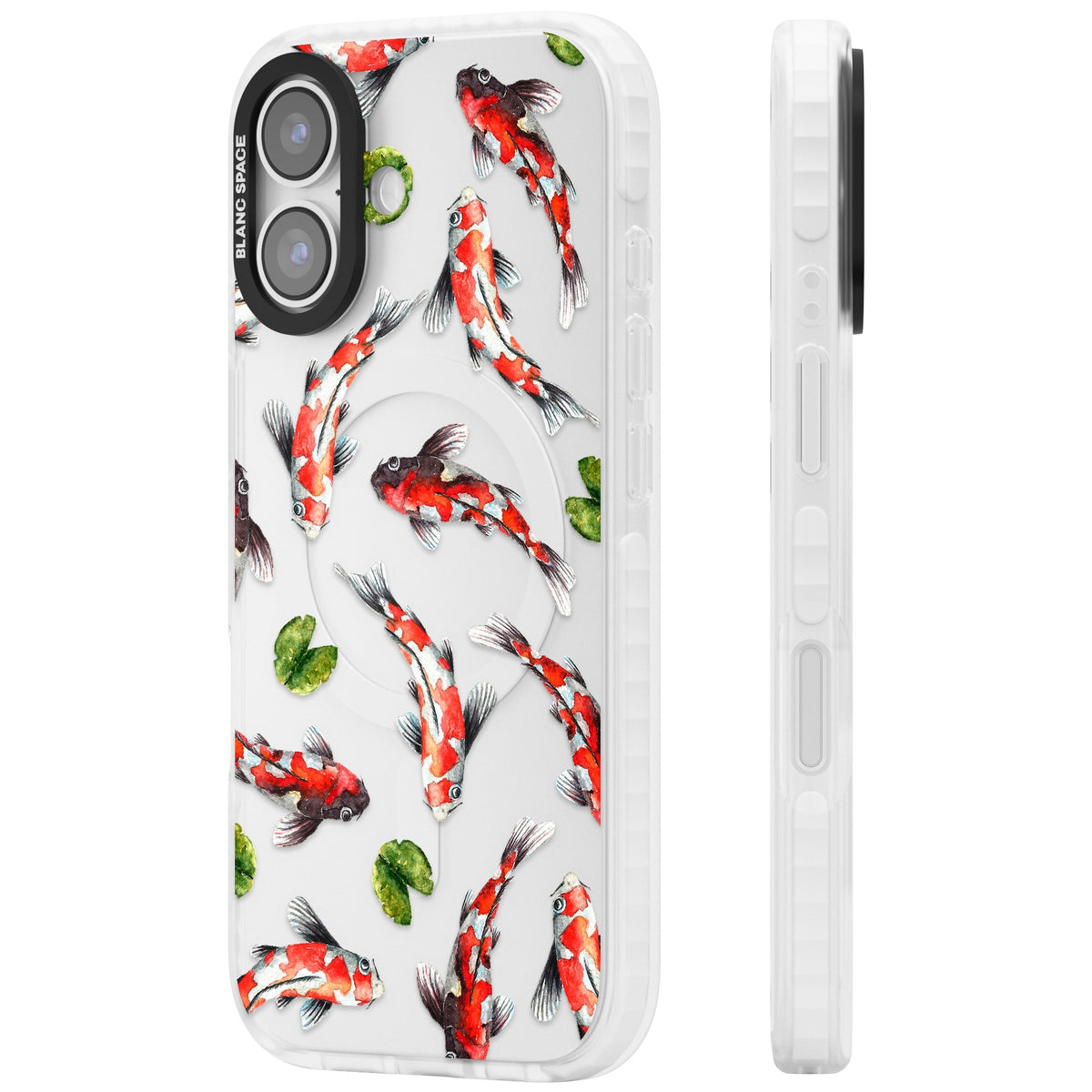 Koi Fish In Watercolour iPhone 16 / iPhone 16 Plus / iPhone 17 Impact Clear Phone Case side