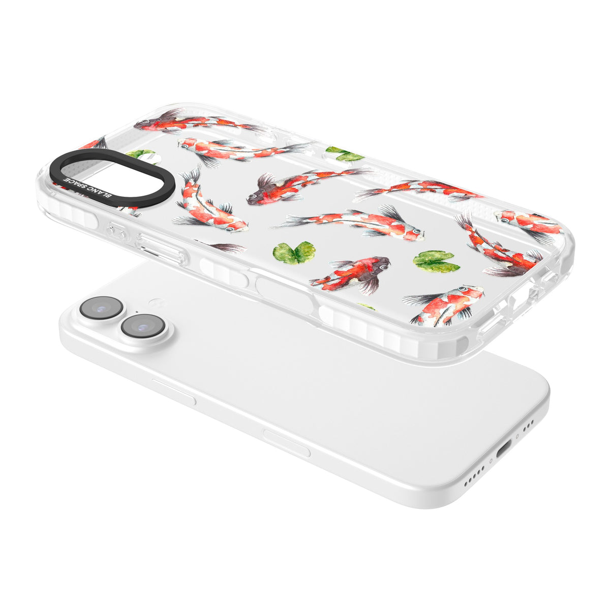 Koi Fish In Watercolour iPhone 16 / iPhone 16 Plus / iPhone 17 Impact Clear Phone Case angled
