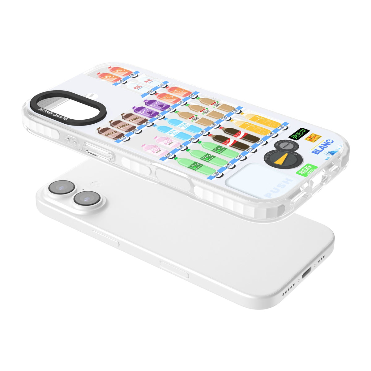 Japanese Vending Machine iPhone 16 / iPhone 16 Plus / iPhone 17 Impact Clear Phone Case angled