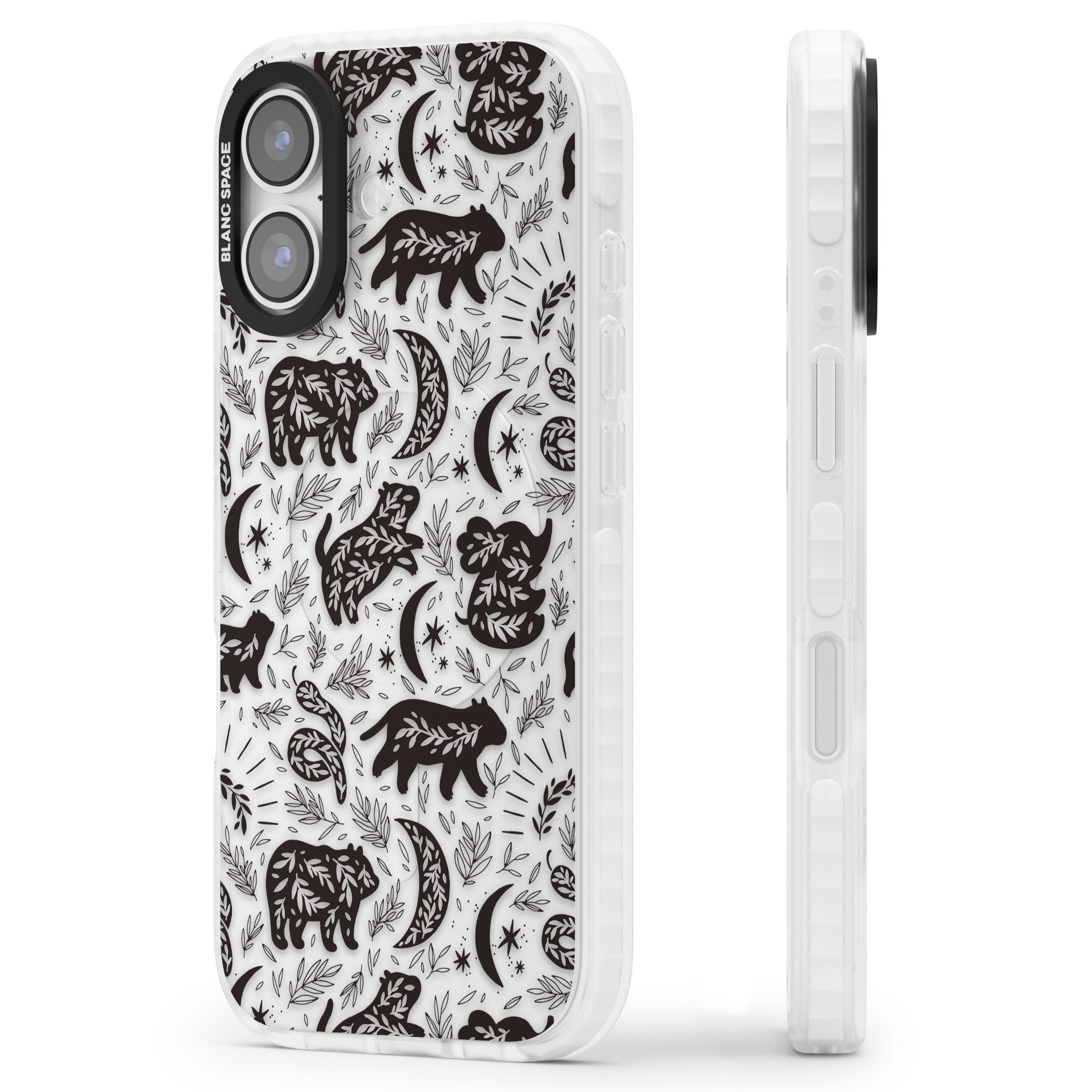 Midnight Forest Animals iPhone 17 Impact Clear Phone Case Side Profile