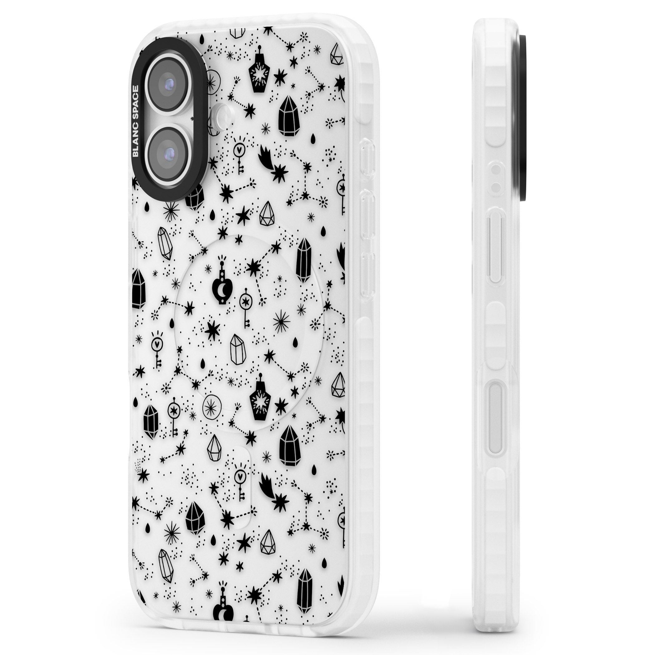 Black Cosmic Crystal iPhone 17 Impact Clear Phone Case Side Profile