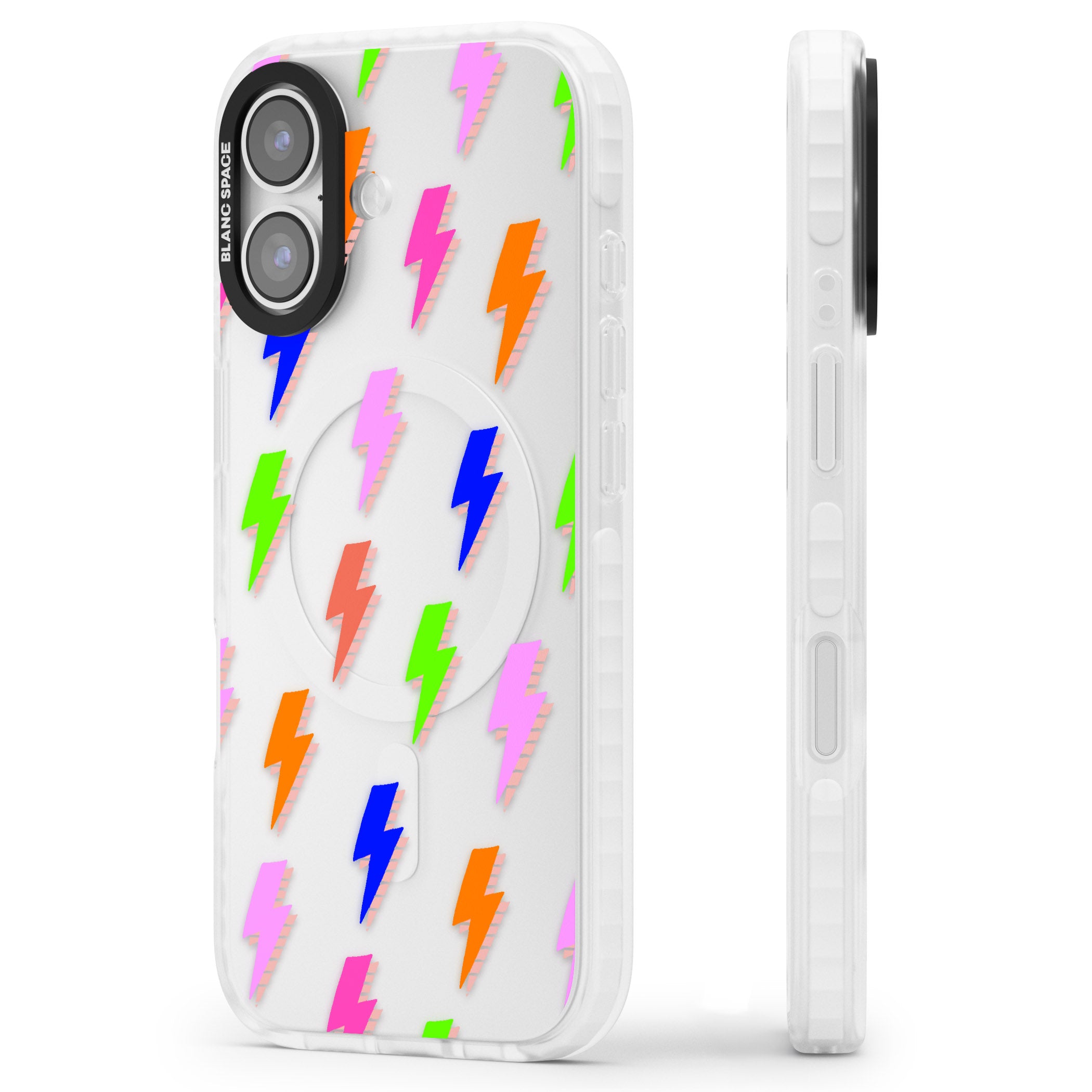 Rainbow Pop Lightning iPhone 17 Impact Clear Phone Case Side Profile