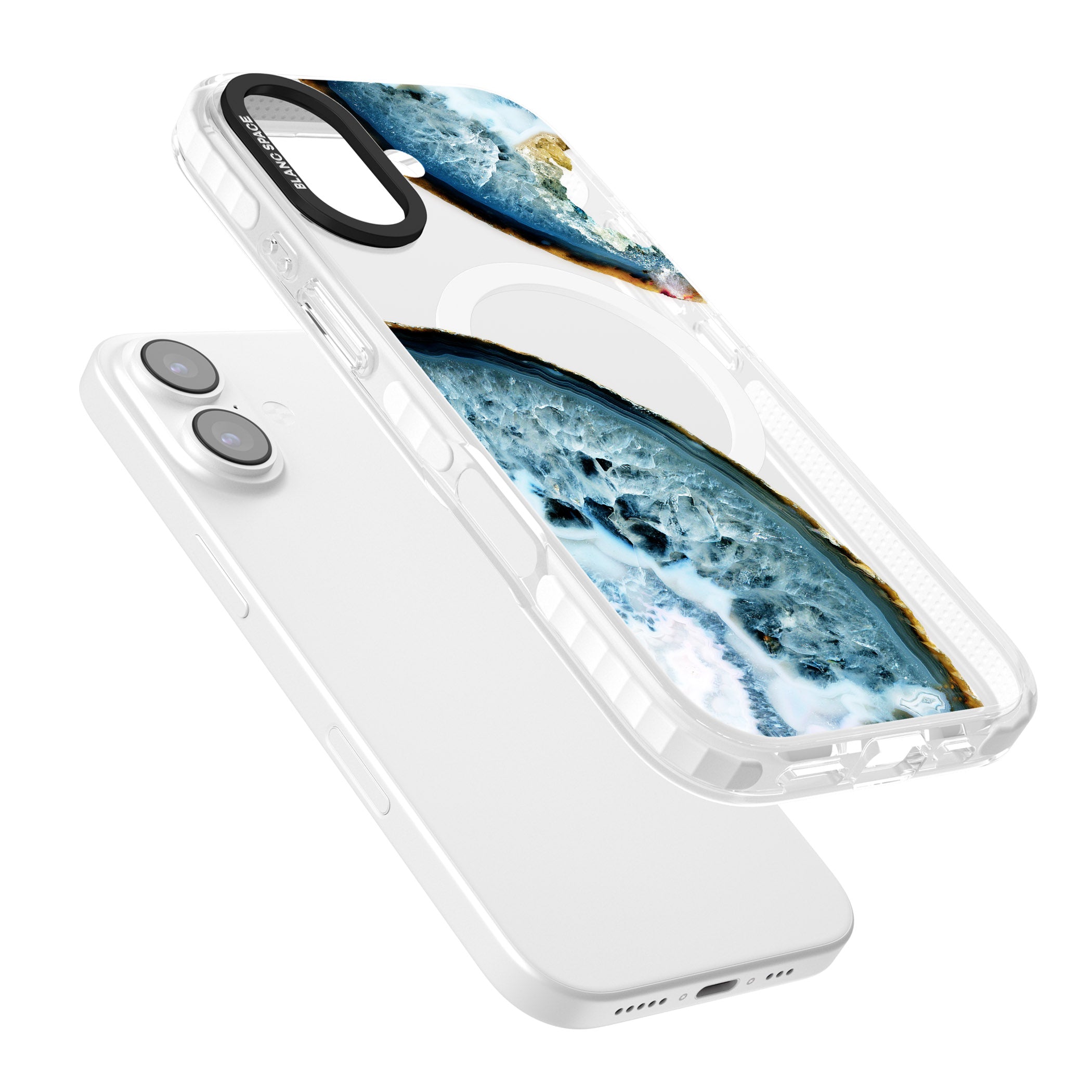 Blue Agate Slice iPhone 17 Impact Pro Clear Phone Case Colours