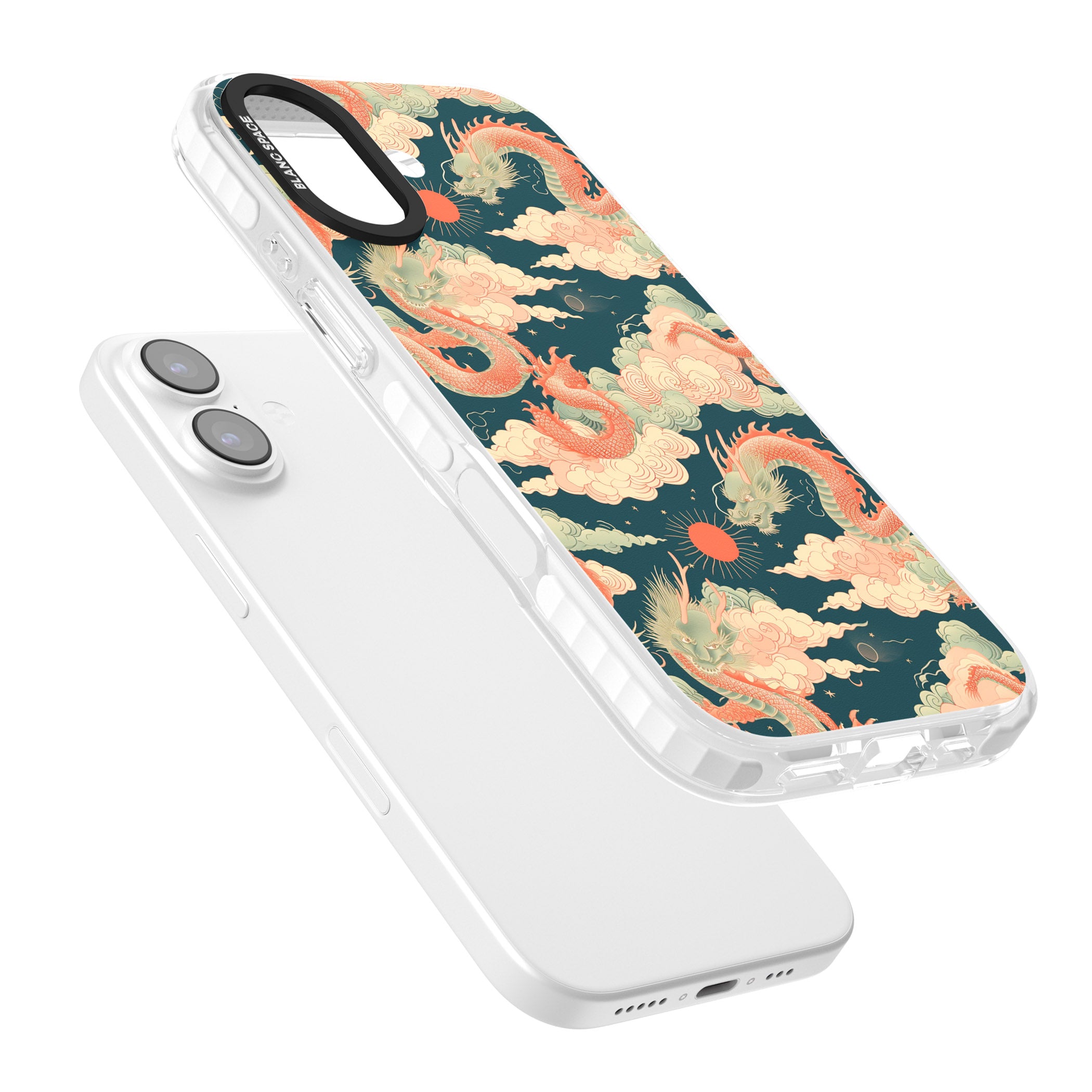 Chinese Dragons Clouds iPhone 17 Impact Pro Clear Phone Case Colours