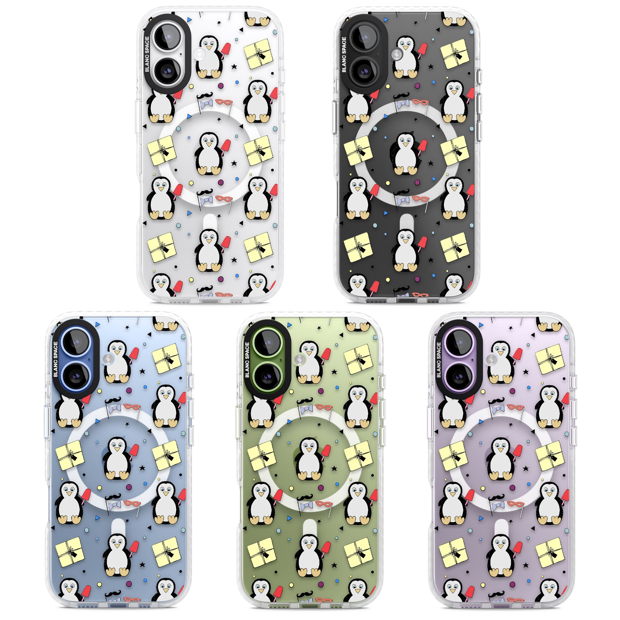 Cute Penguin Pattern Clear iPhone 17 Impact Pro Clear Phone Case APT Impact Protection