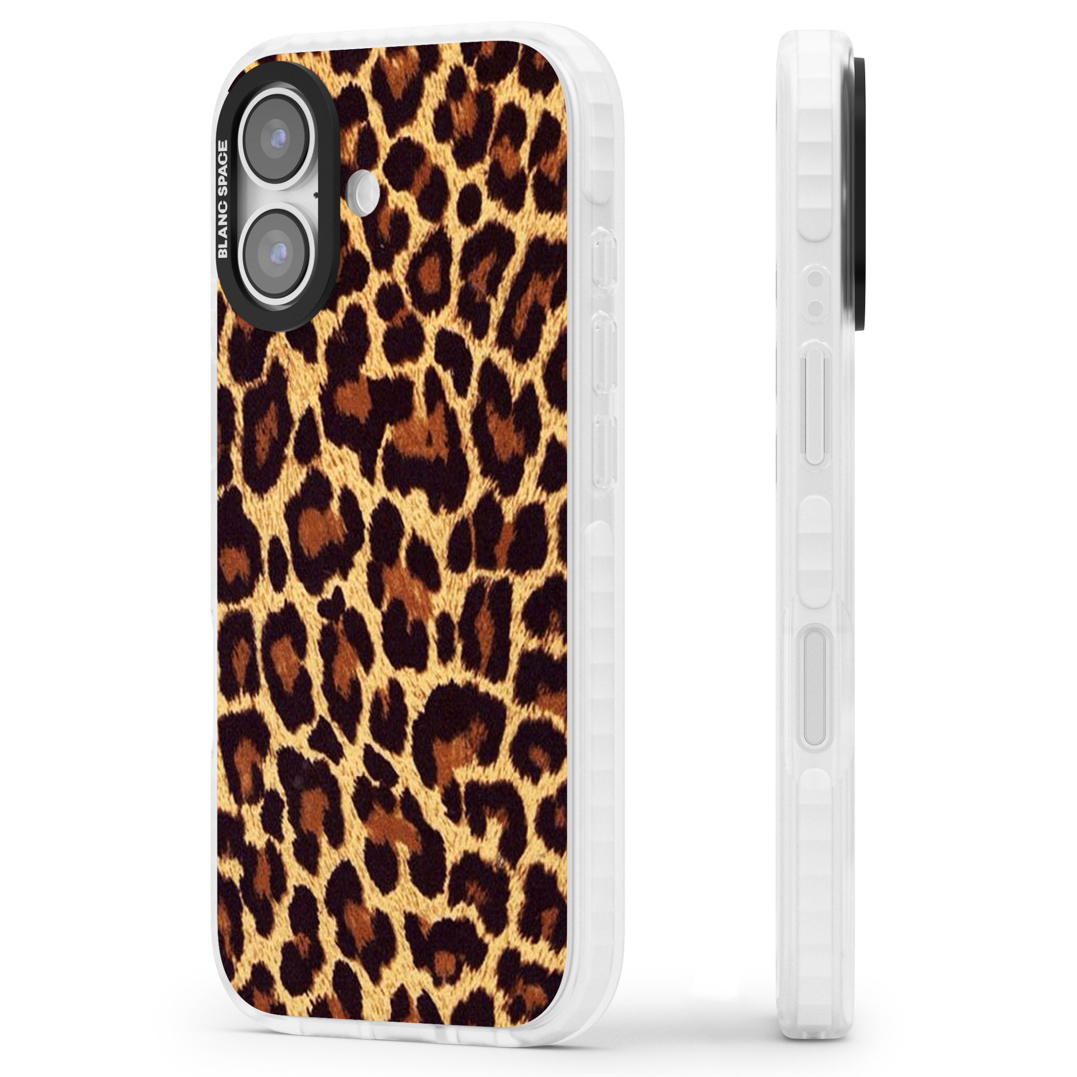 Gold Leopard Print iPhone 17 Impact Pro Clear Phone Case Side Profile