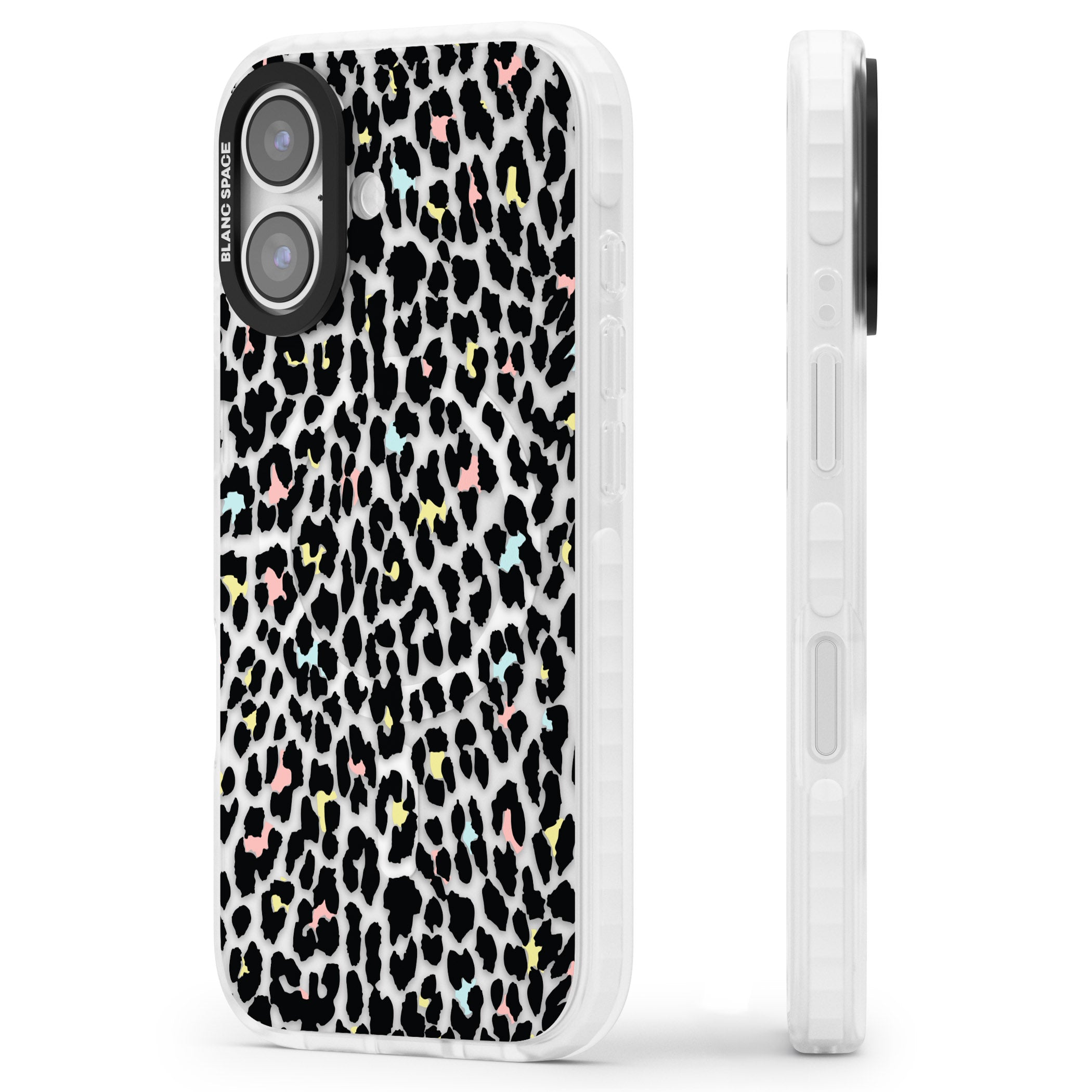 Pastel Leopard Print iPhone 17 Impact Pro Clear Phone Case Side Profile