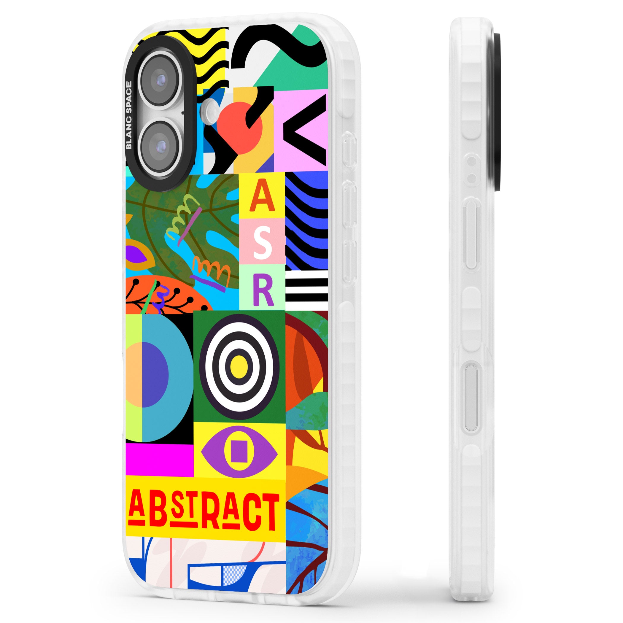 Abstract Pattern Patchwork iPhone 17 Impact Pro Clear Phone Case Side Profile