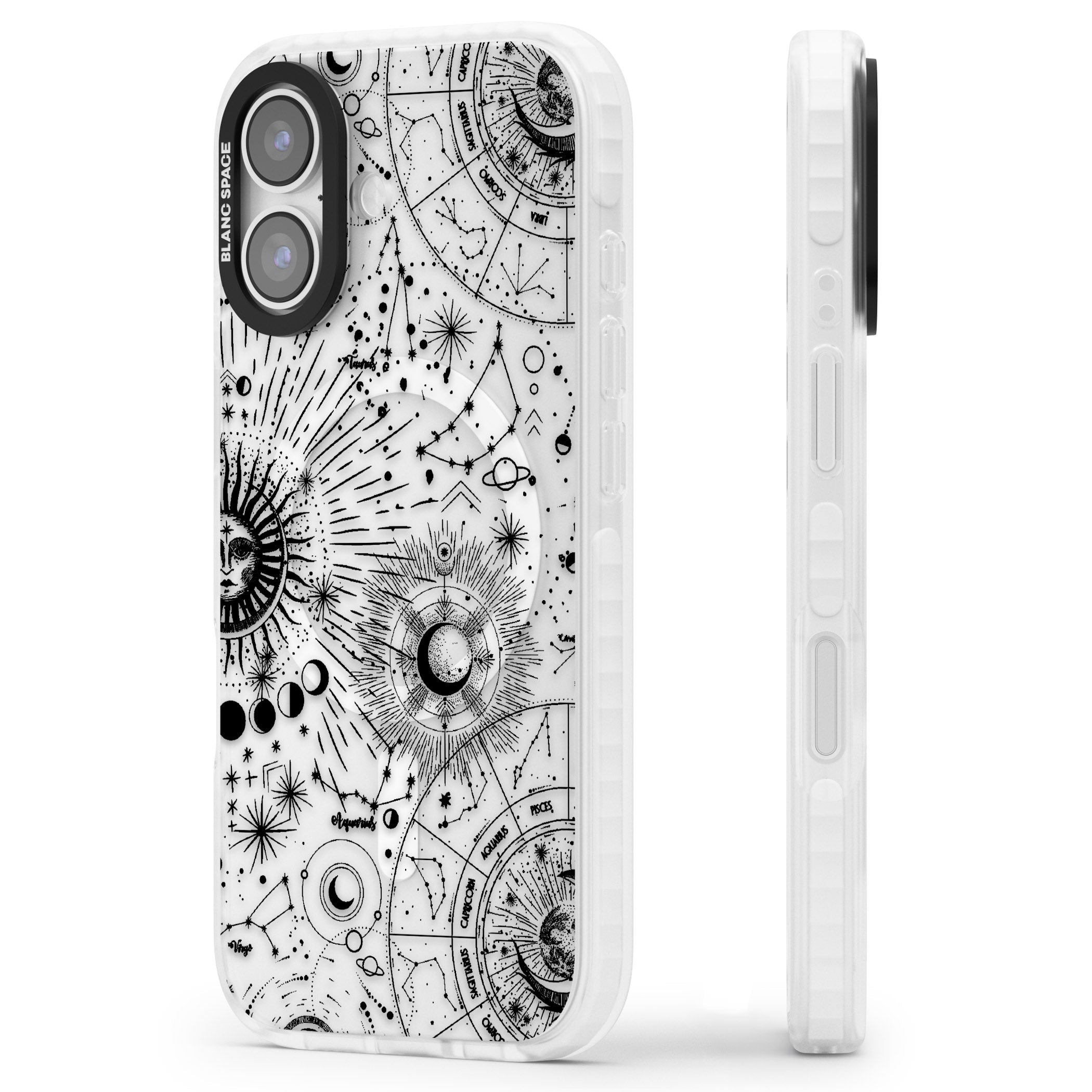 Celestial Chart iPhone 17 Impact Pro Clear Phone Case Side Profile