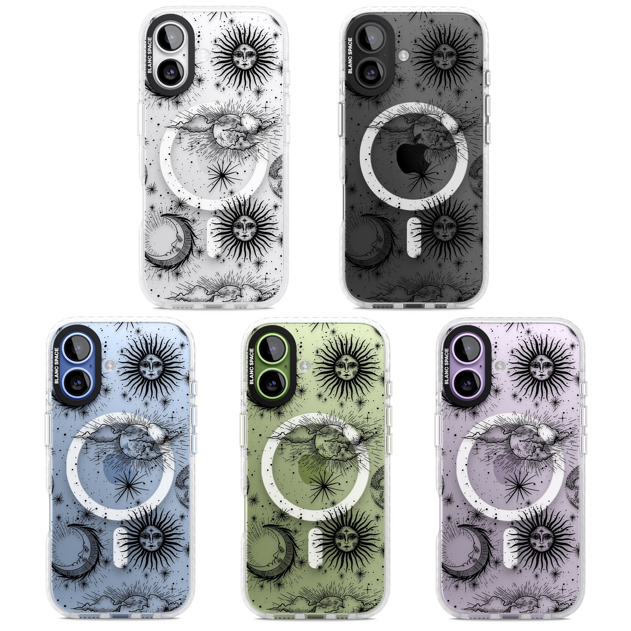 Suns, Moons & Clouds iPhone 17 Impact Pro Clear Phone Case APT Impact Protection