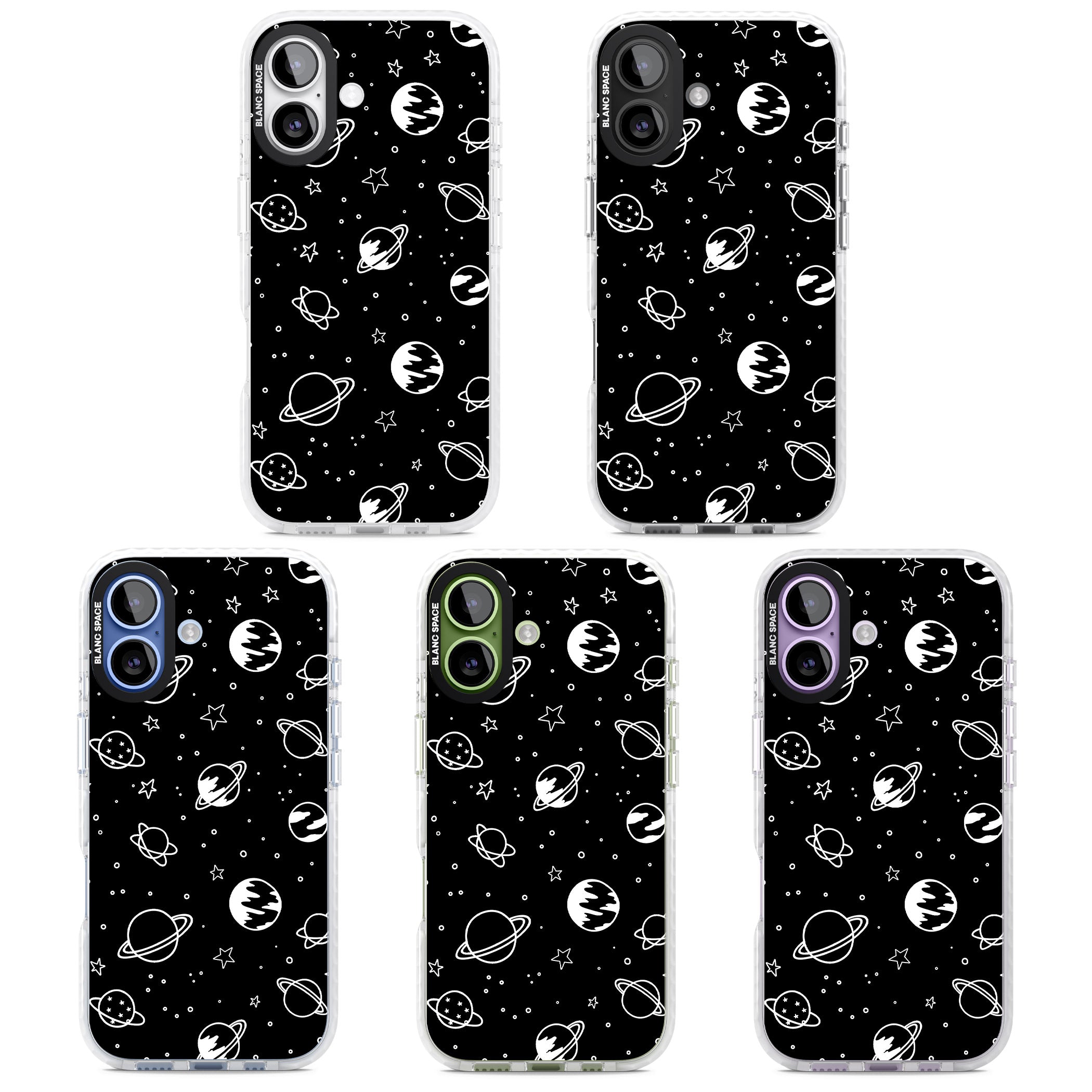 Cosmic Sketch White Black iPhone 17 Impact Pro Clear Phone Case APT Impact Protection