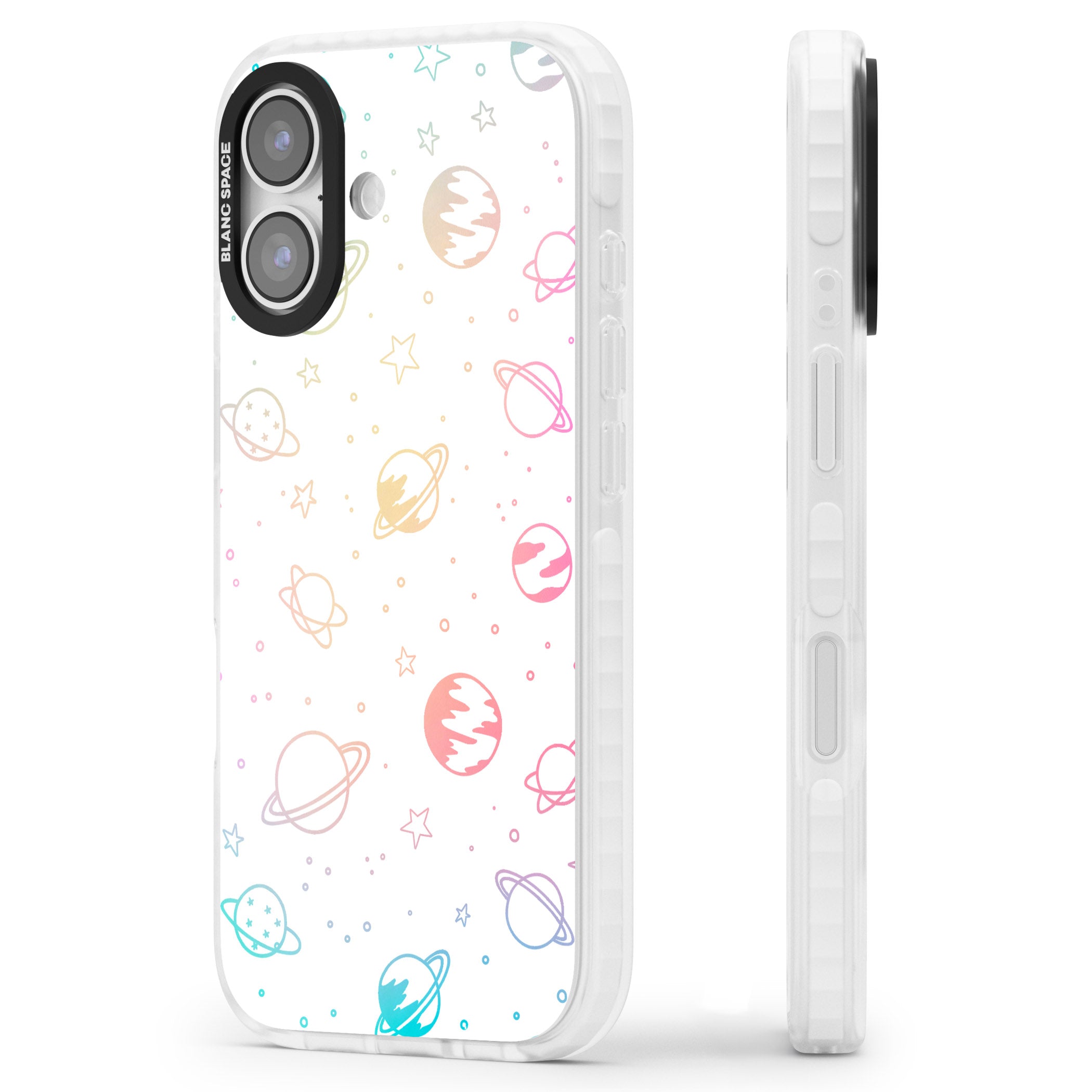 Pastel Cosmic Galaxy iPhone 17 Impact Pro Clear Phone Case Side Profile