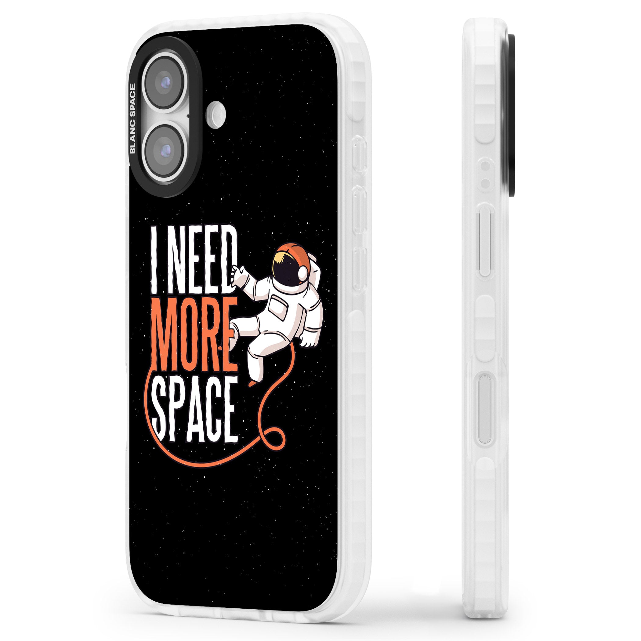I Need More Space iPhone 17 Impact Pro Clear Phone Case Side Profile