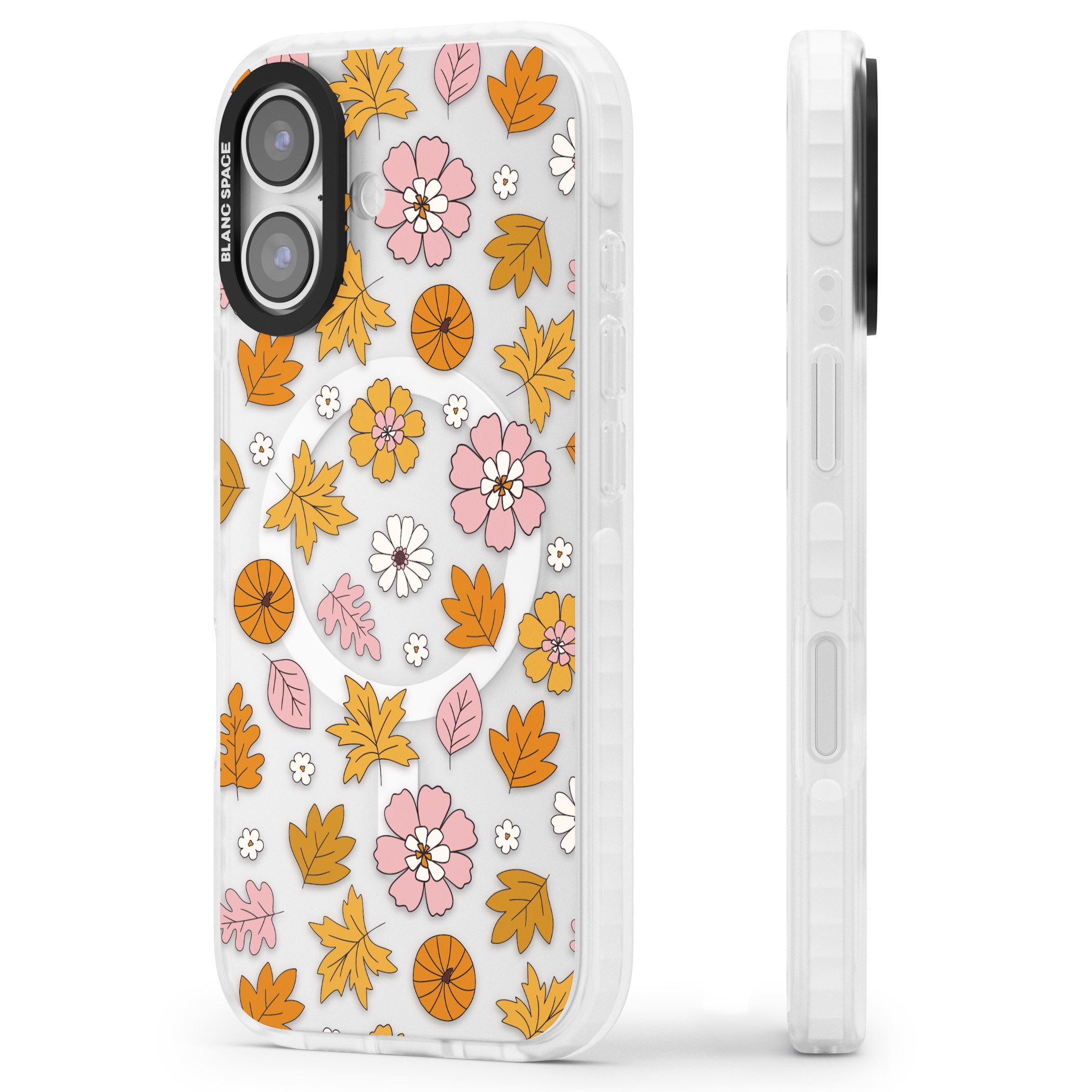 Autumn Leaves And Flowers iPhone 17 Impact Pro Clear Phone Case Side Profile