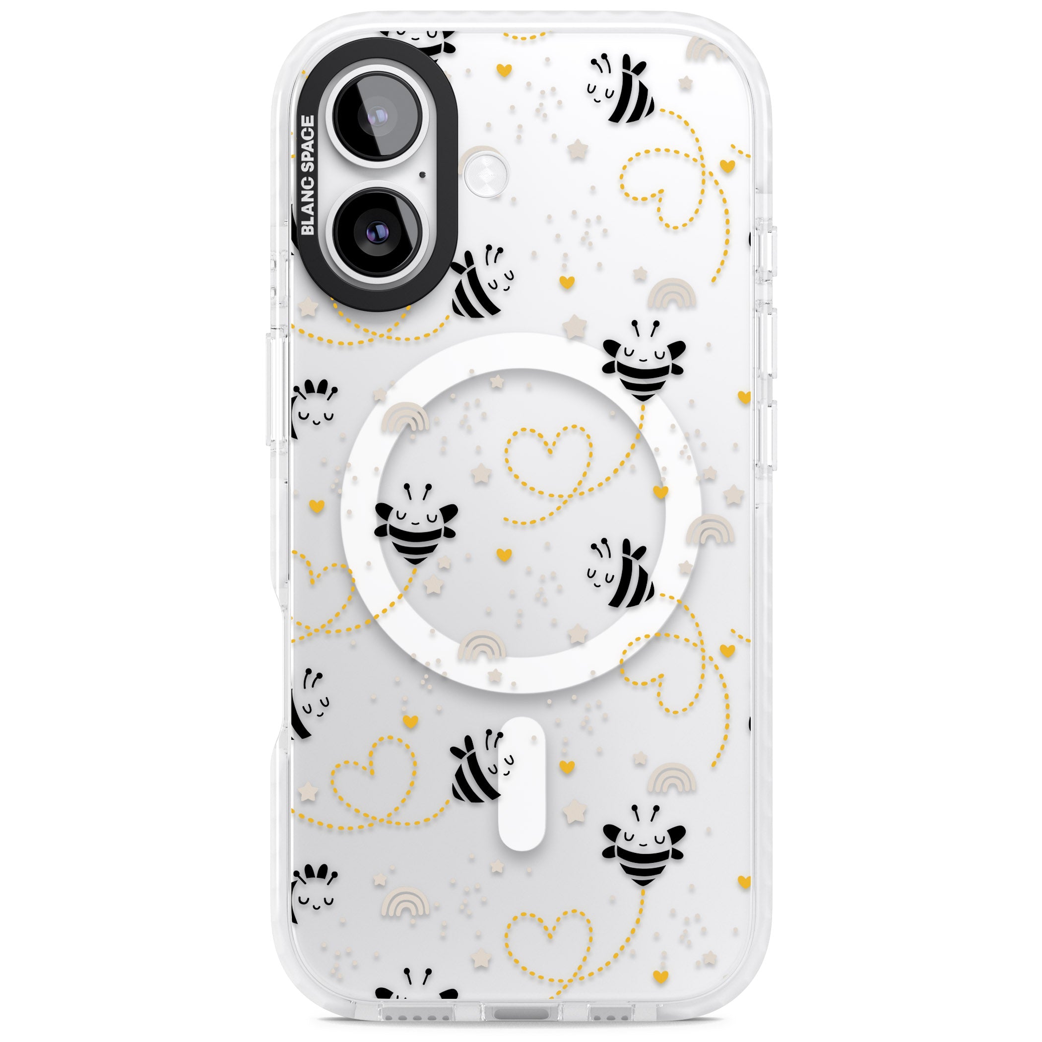 Bee Hearts Pattern iPhone 17 Impact Pro Clear Phone Case