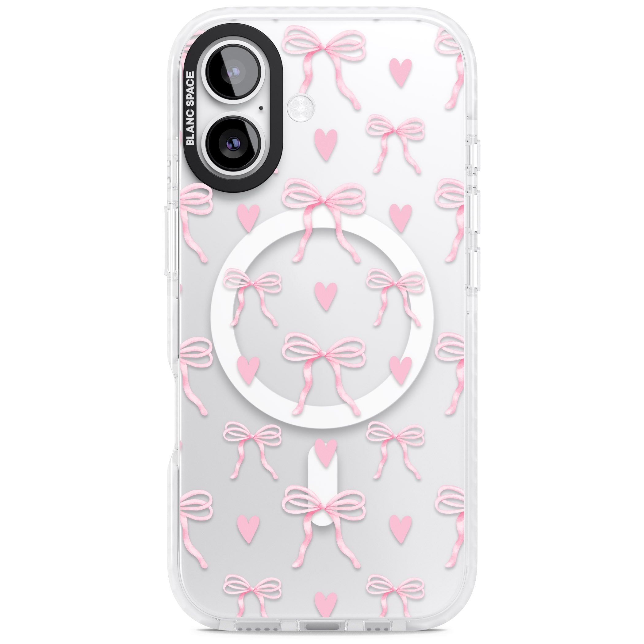 Pink Bows & Hearts iPhone 17 Impact Pro Clear Phone Case