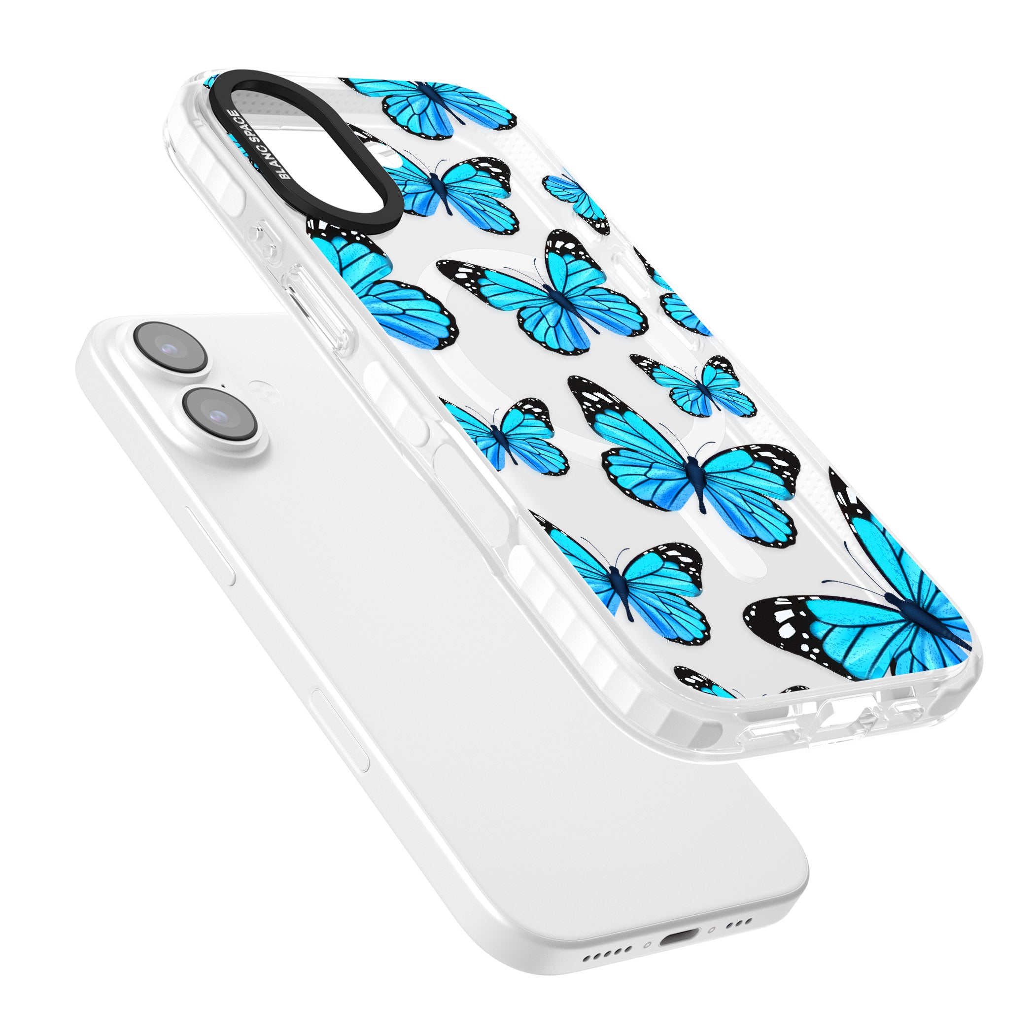 Blue Butterflies iPhone 17 Impact Pro Clear Phone Case Colours