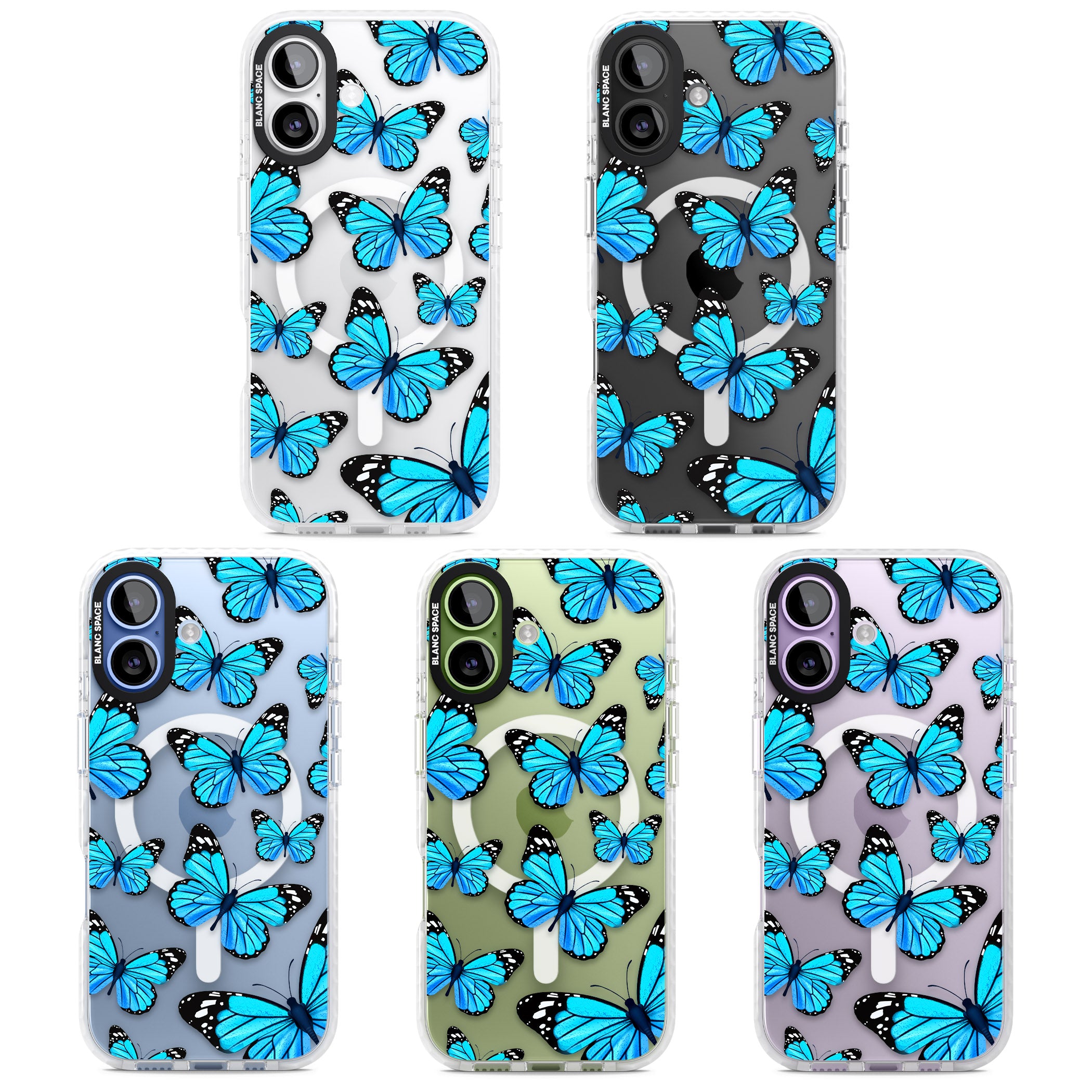 Blue Butterflies iPhone 17 Impact Pro Clear Phone Case APT Impact Protection