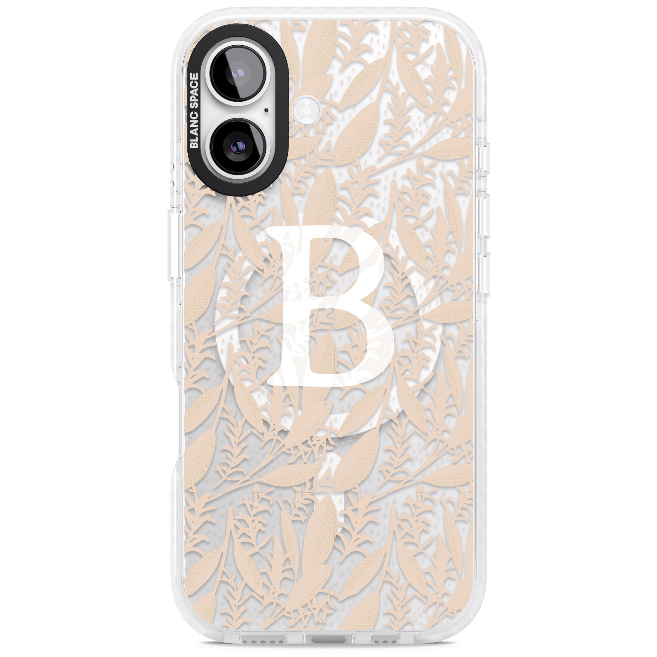 Personalised Monogram Subtle Abstract Floral iPhone 17 Impact Pro Clear Phone Case