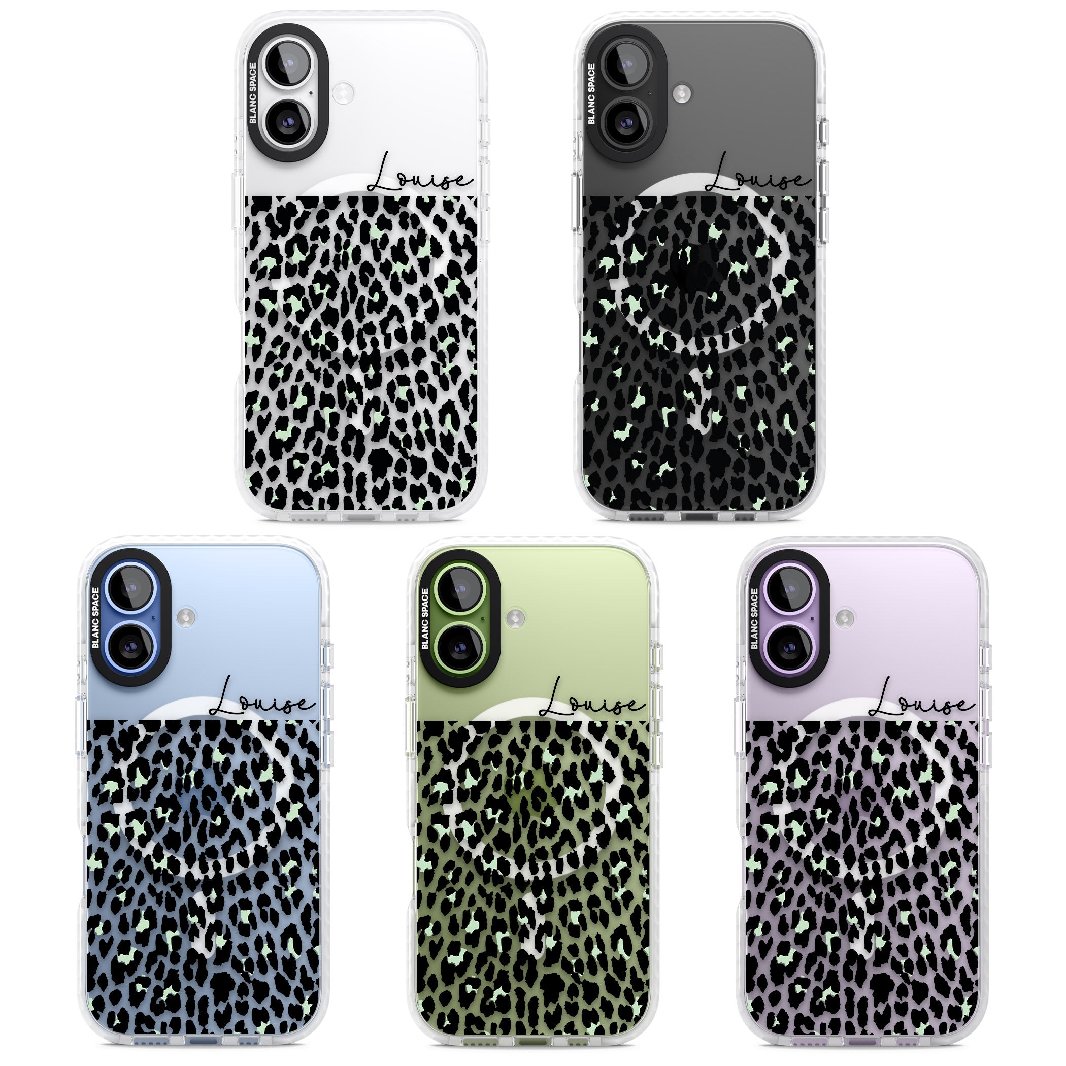 Personalised Seafoam Leopard iPhone 17 Impact Pro Clear Phone Case APT Impact Protection