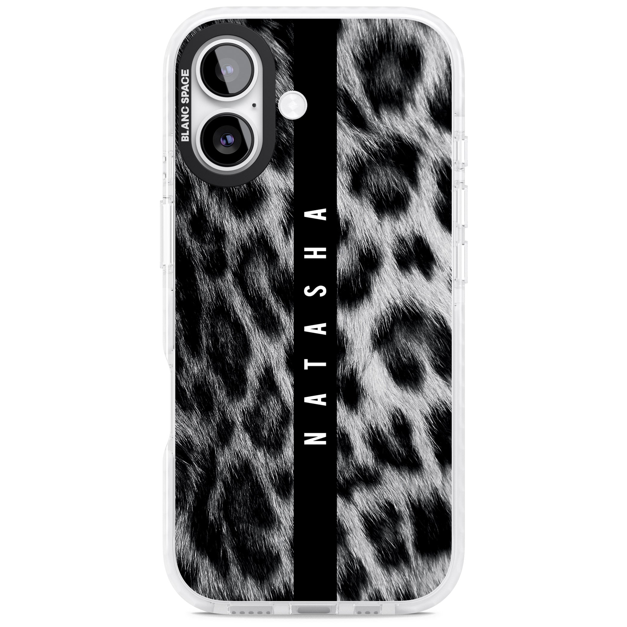 Personalised Snow Leopard Print iPhone 17 Impact Pro Clear Phone Case