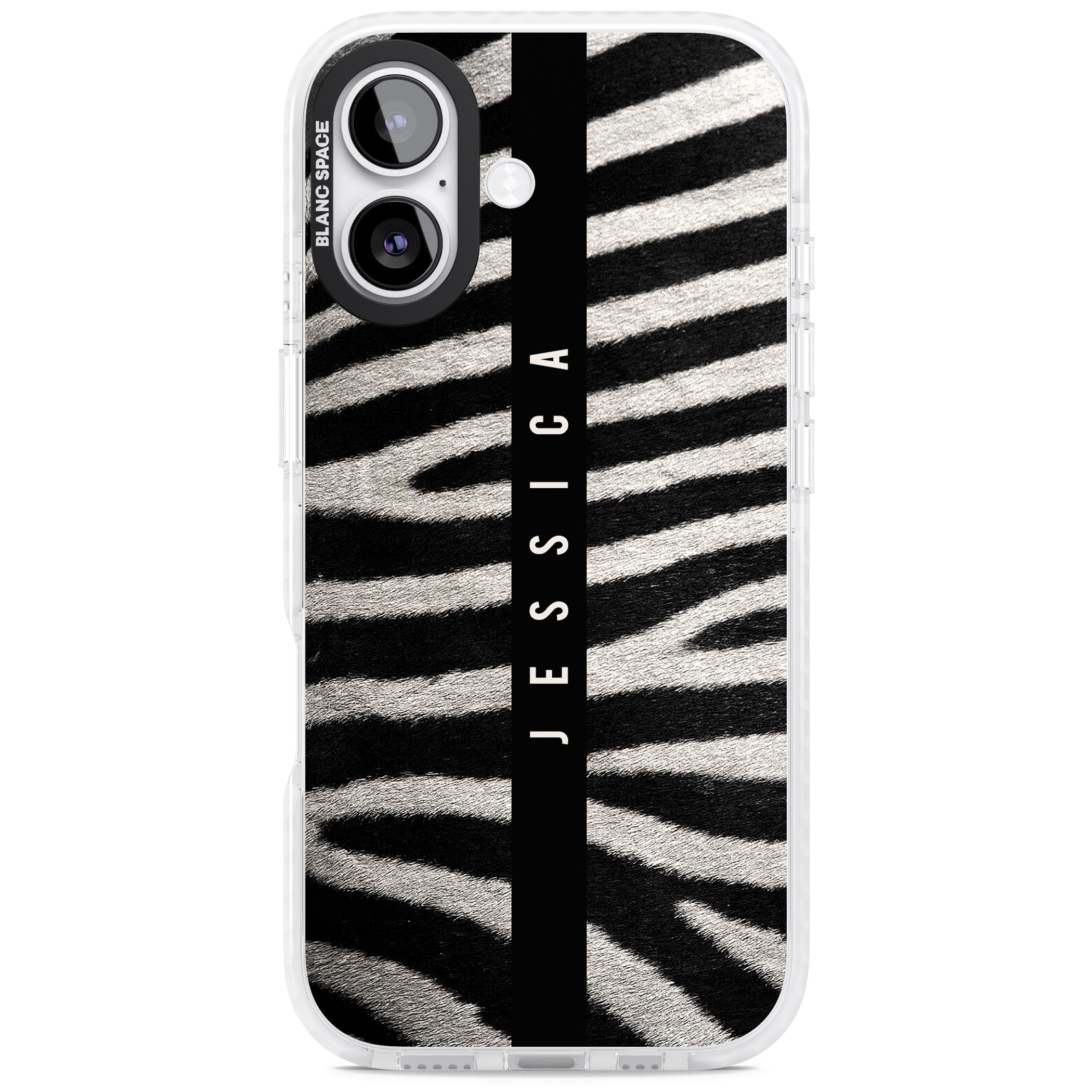 Personalised Zebra Print iPhone 17 Impact Pro Clear Phone Case