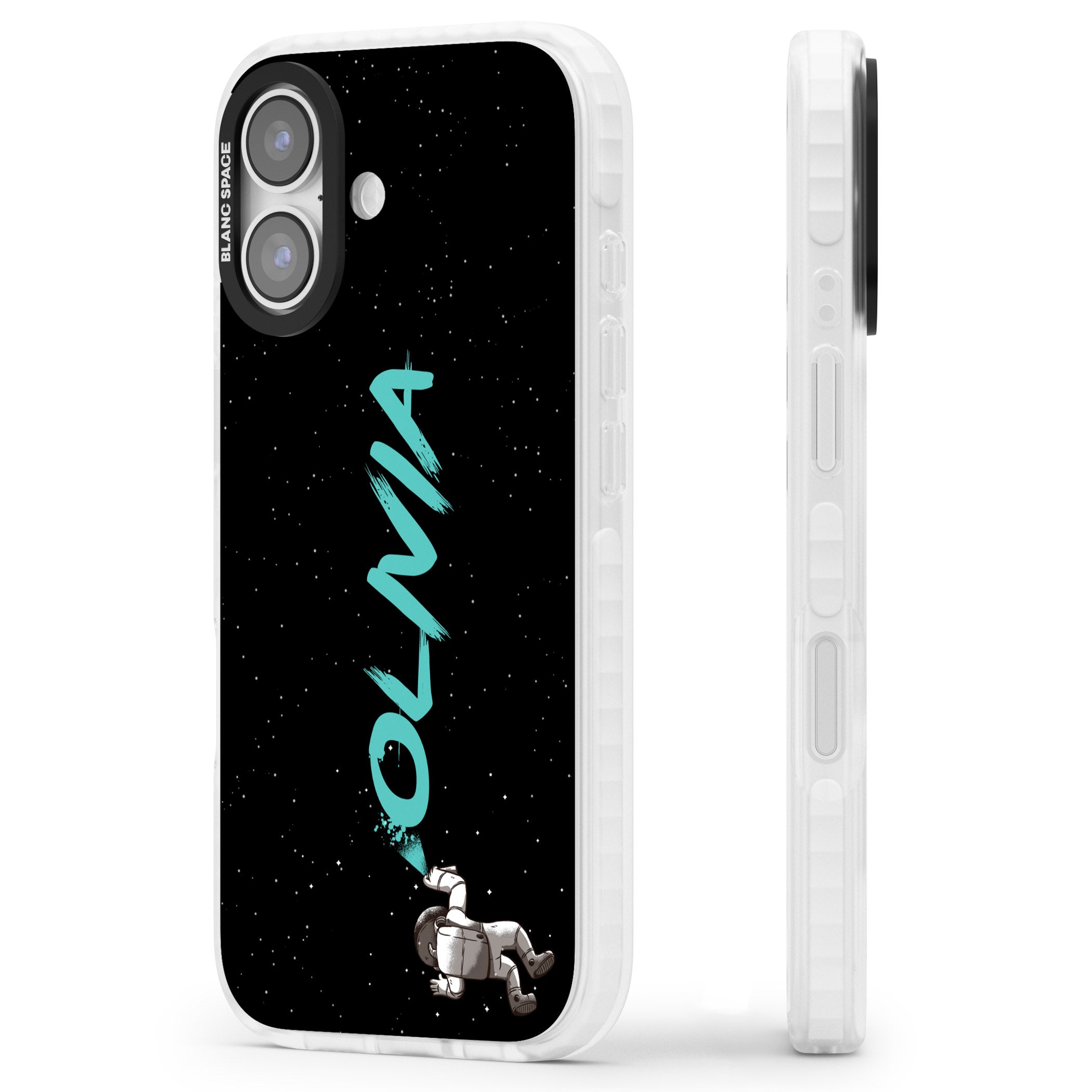 Personalised Astronaut Graffiti iPhone 17 Impact Pro Clear Phone Case Side Profile
