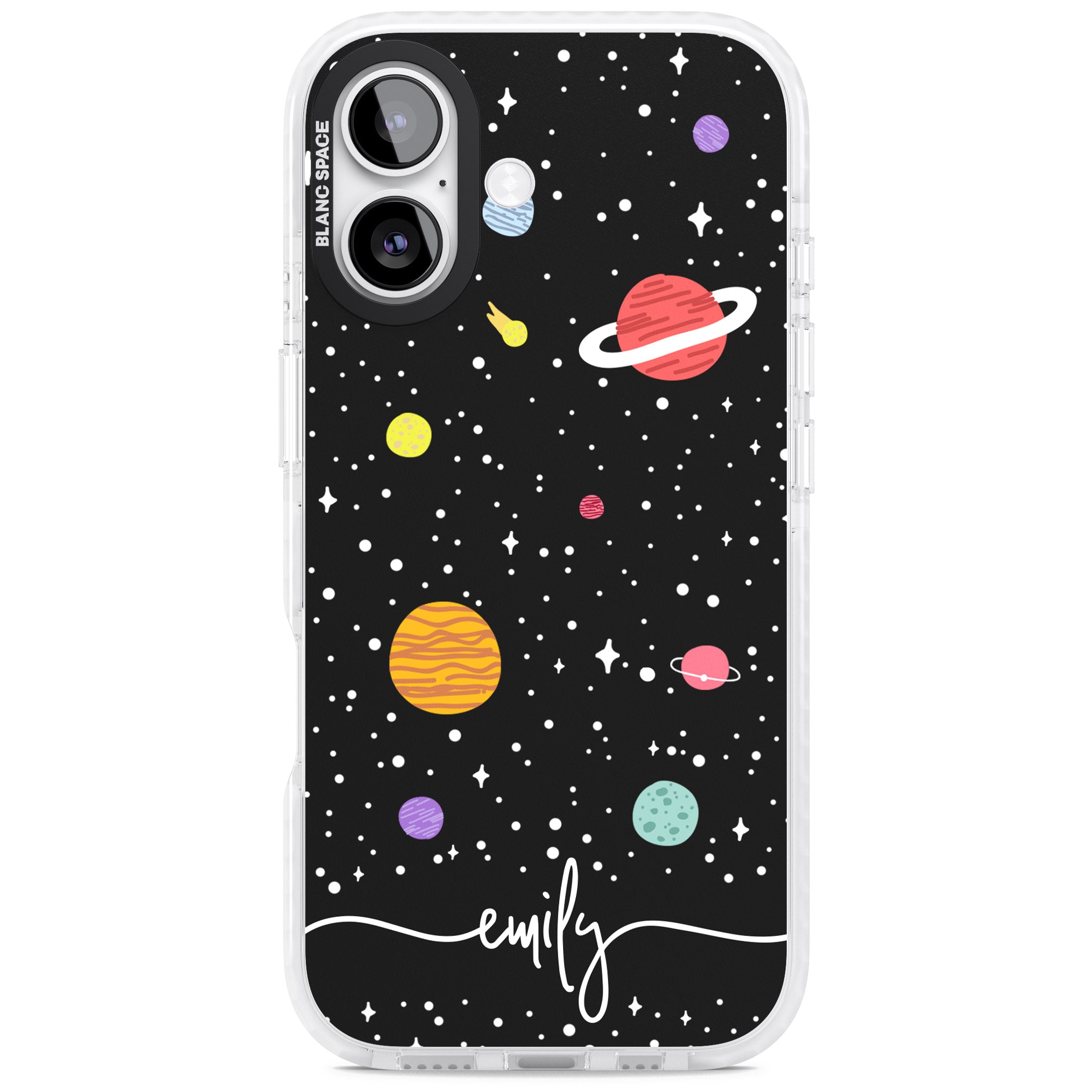 Personalised Cute Cartoon Planet iPhone 17 Impact Pro Clear Phone Case