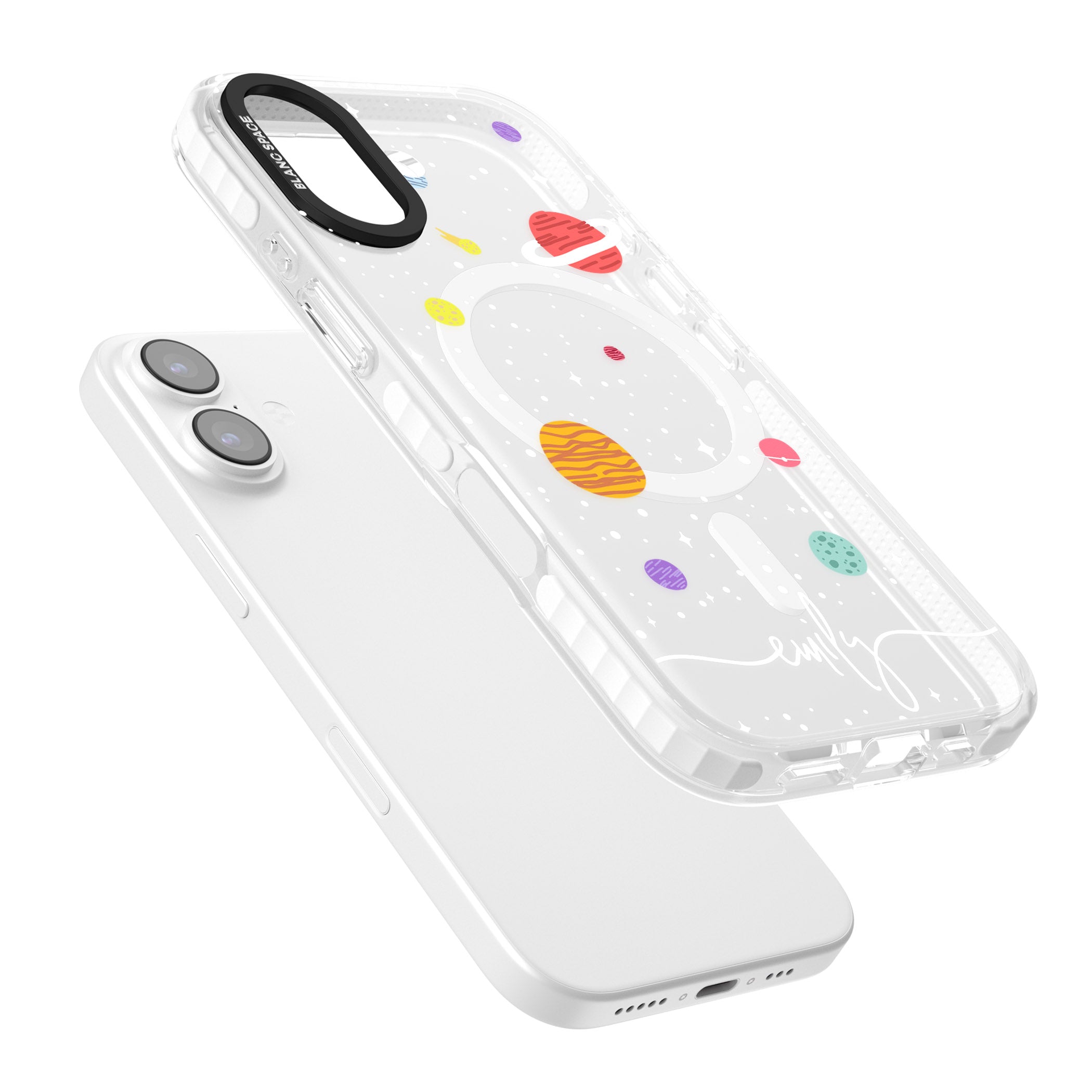 Personalised Cute Cartoon Planet (Clear) iPhone 17 Impact Pro Clear Phone Case Colours