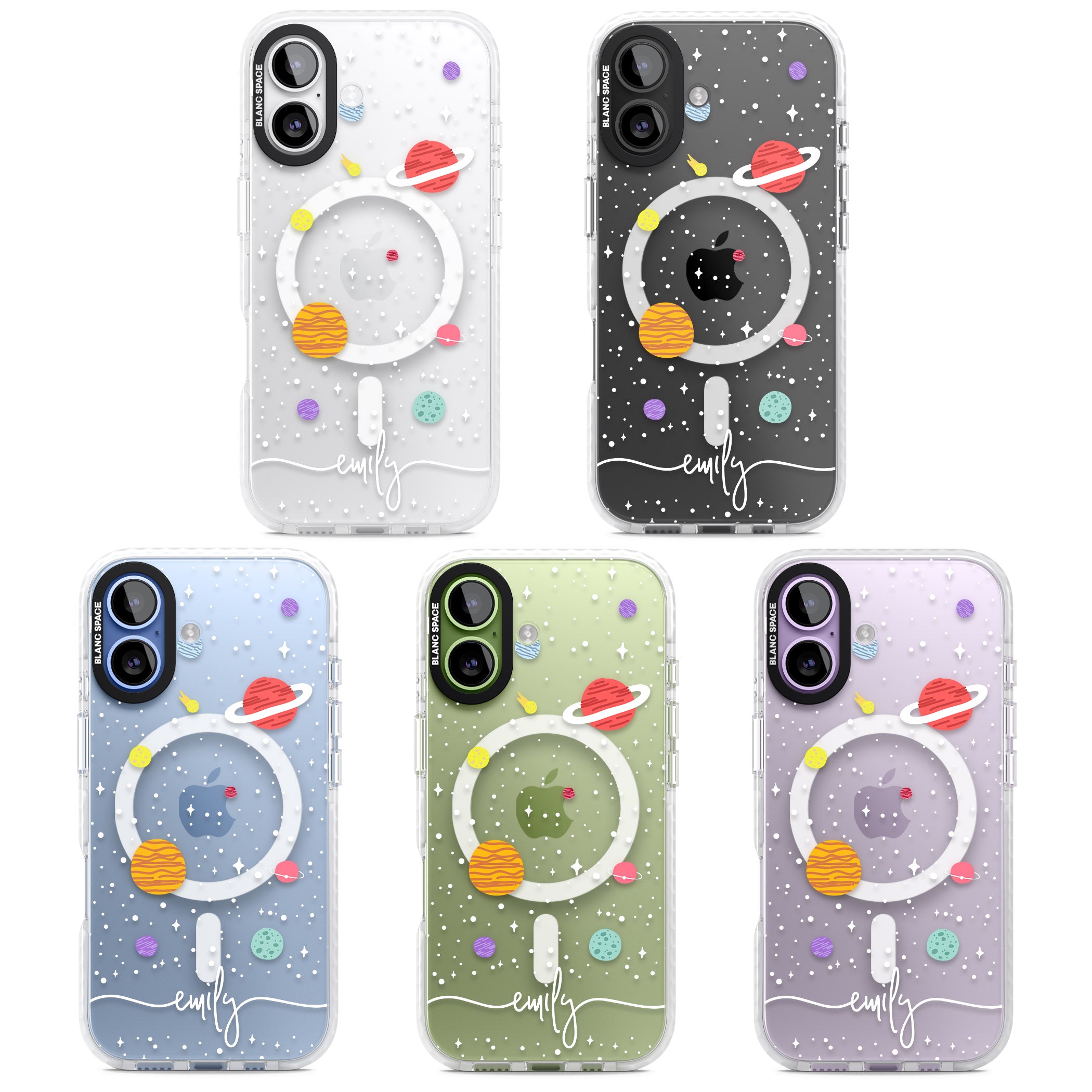 Personalised Cute Cartoon Planet (Clear) iPhone 17 Impact Pro Clear Phone Case APT Impact Protection