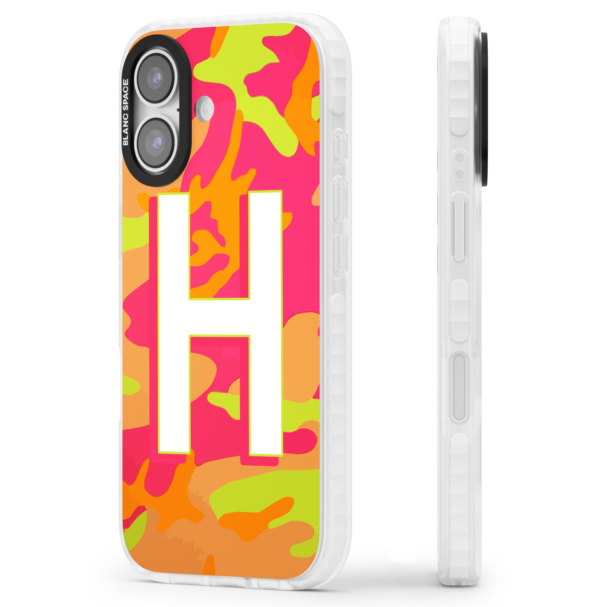 Personalised Neon Camo iPhone 17 Impact Pro Clear Phone Case Side Profile