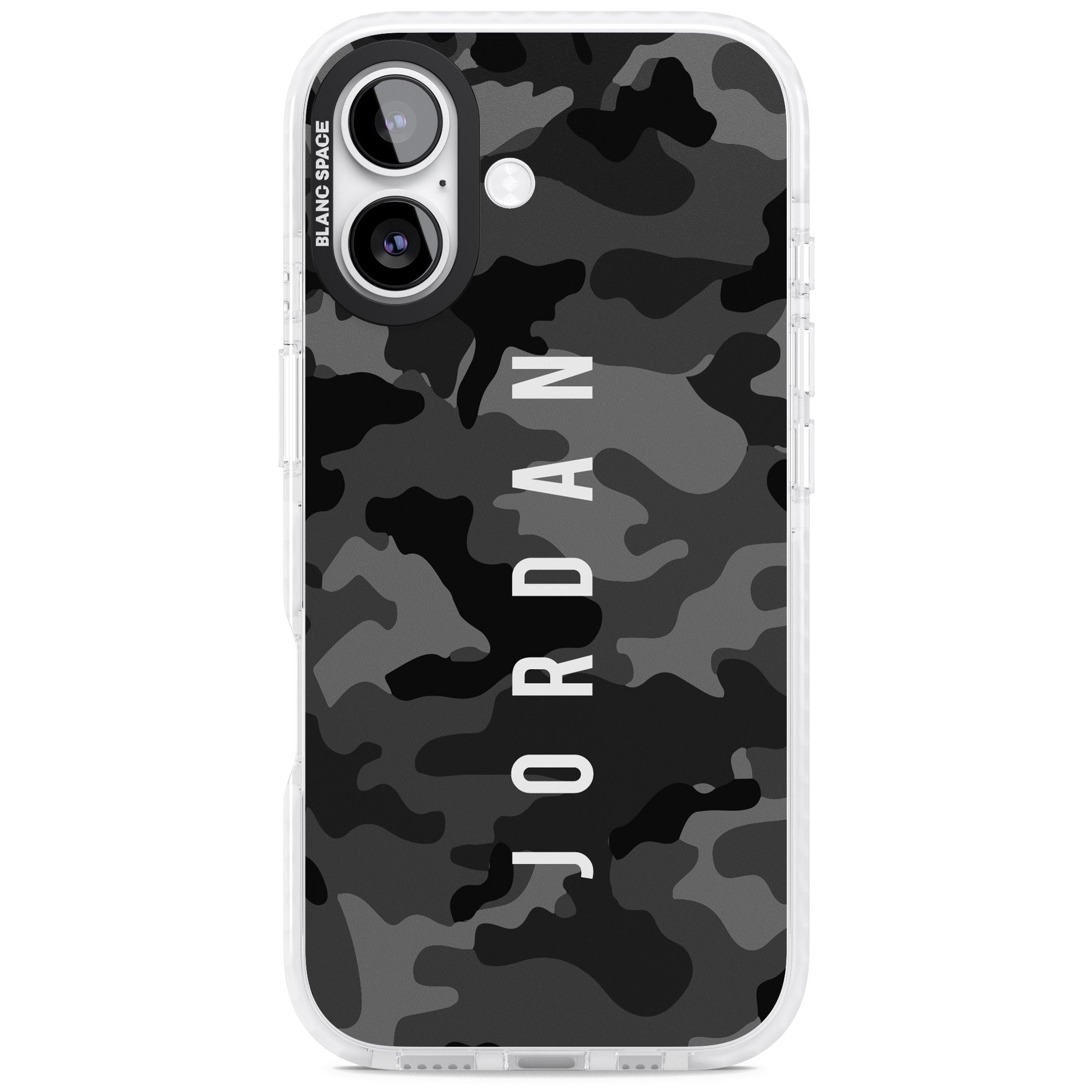 Personalised Black Camouflage Name iPhone 17 Impact Pro Clear Phone Case