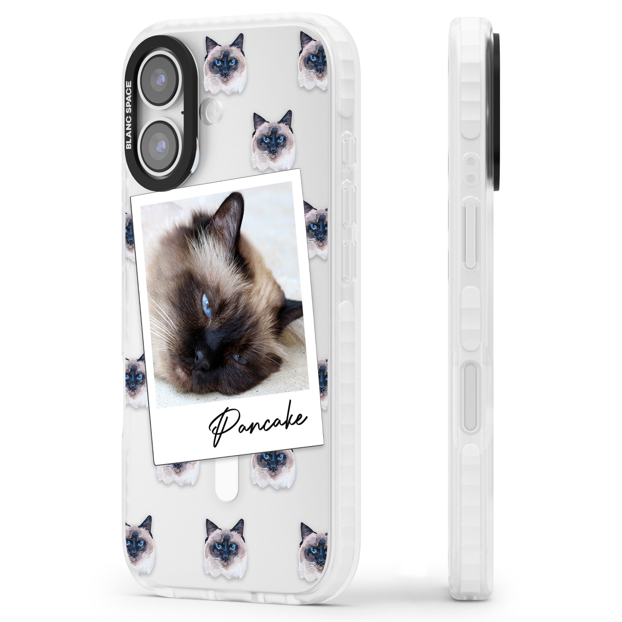 Personalised Burmese Cat Photo iPhone 17 Impact Pro Clear Phone Case Side Profile