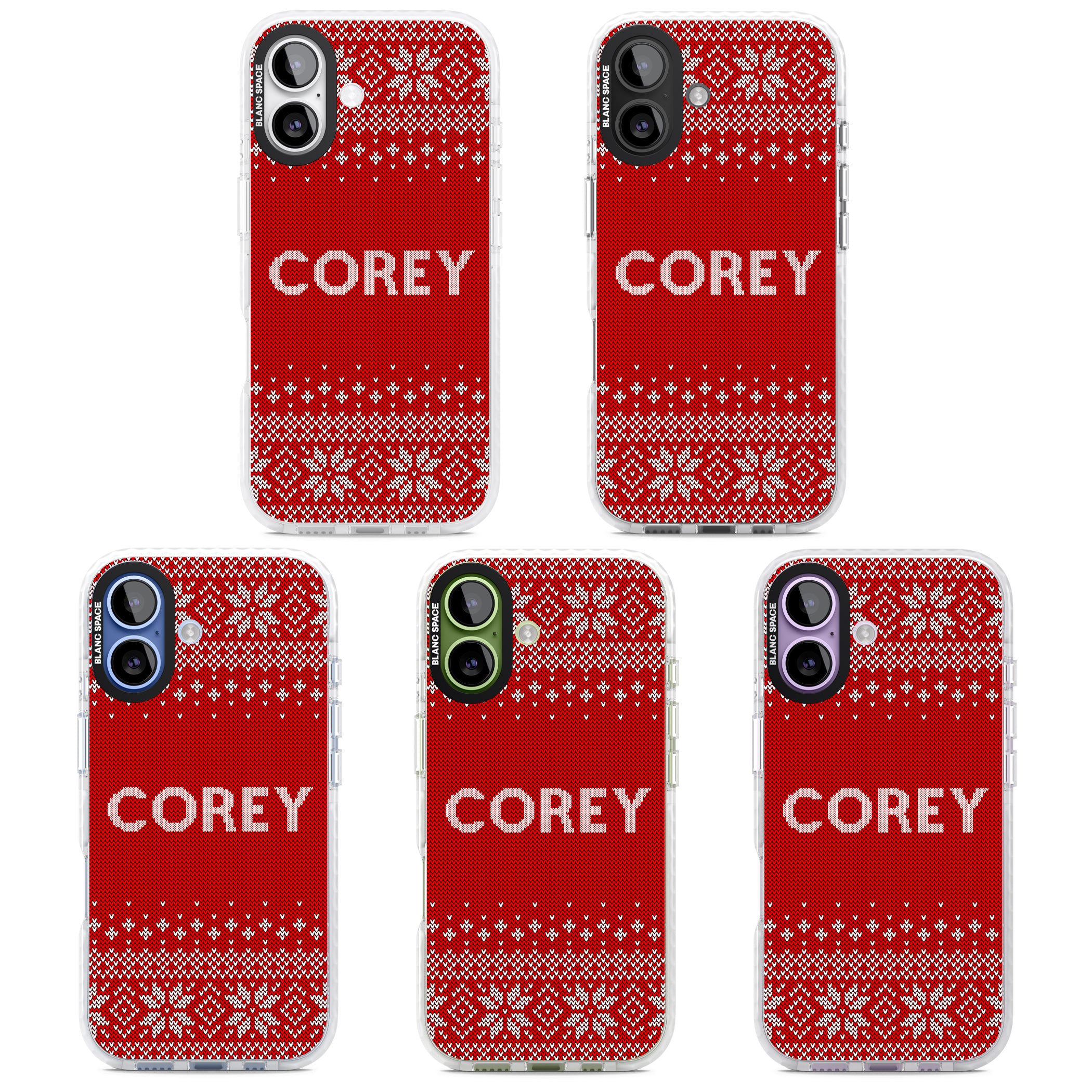 Personalised Red Christmas Knit iPhone 17 Impact Pro Clear Phone Case APT Impact Protection