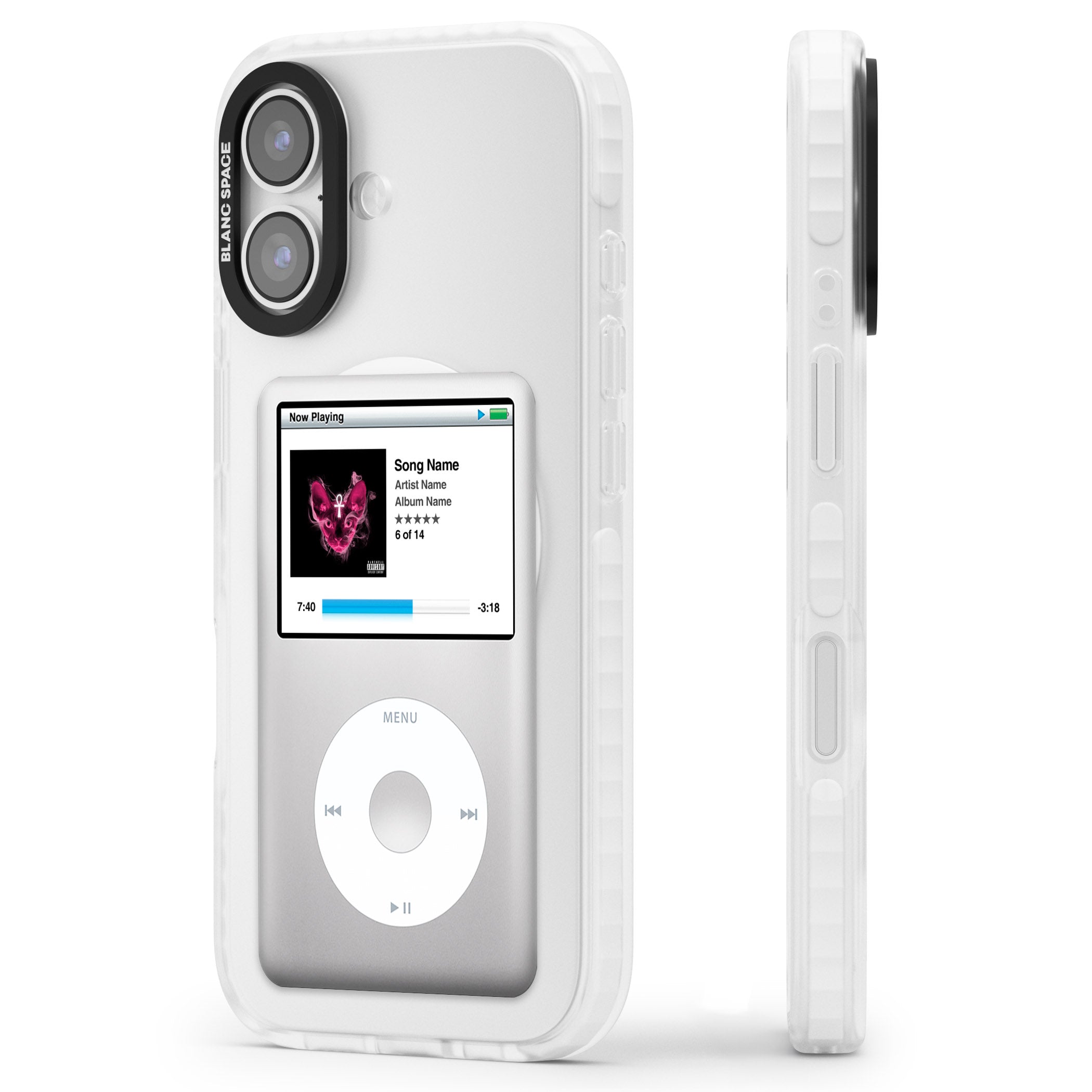 Personalised Classic Ipod iPhone 17 Impact Pro Clear Phone Case Side Profile