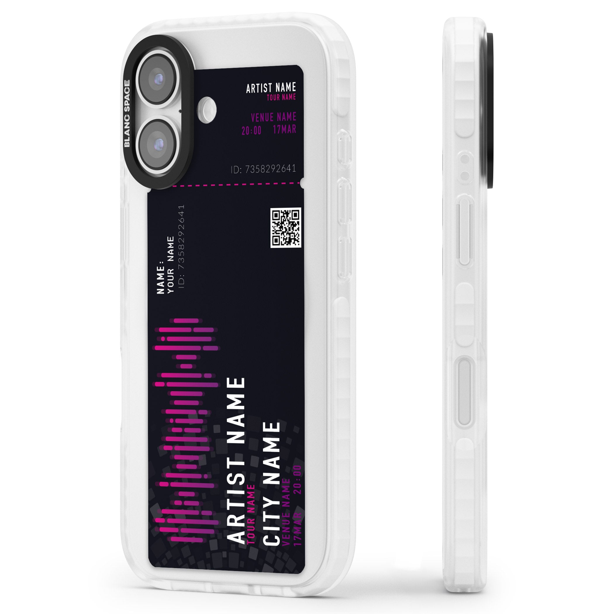 Personalised Concert Ticket iPhone 17 Impact Pro Clear Phone Case Side Profile