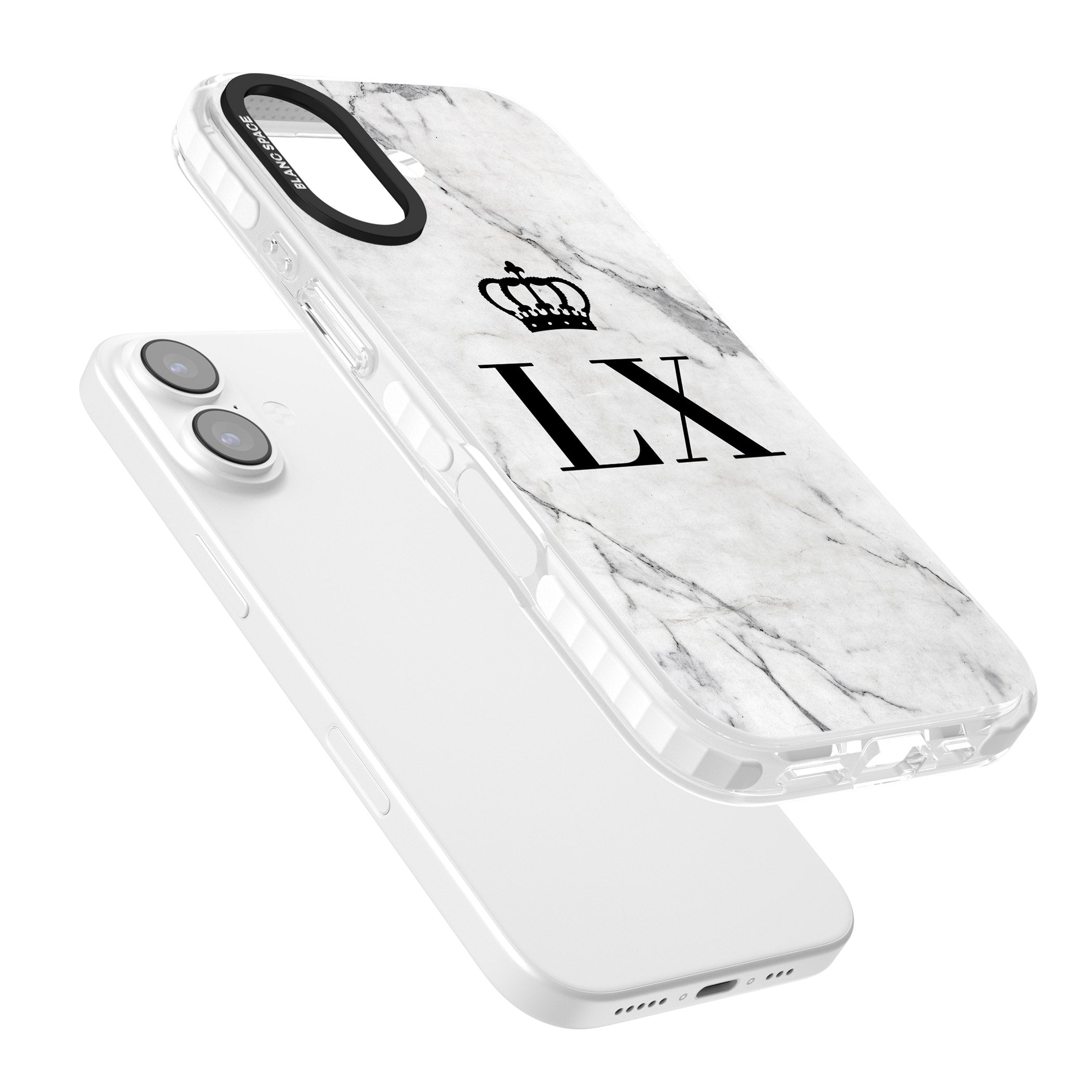 Personalised Initial Crown Marble iPhone 17 Impact Pro Clear Phone Case Colours