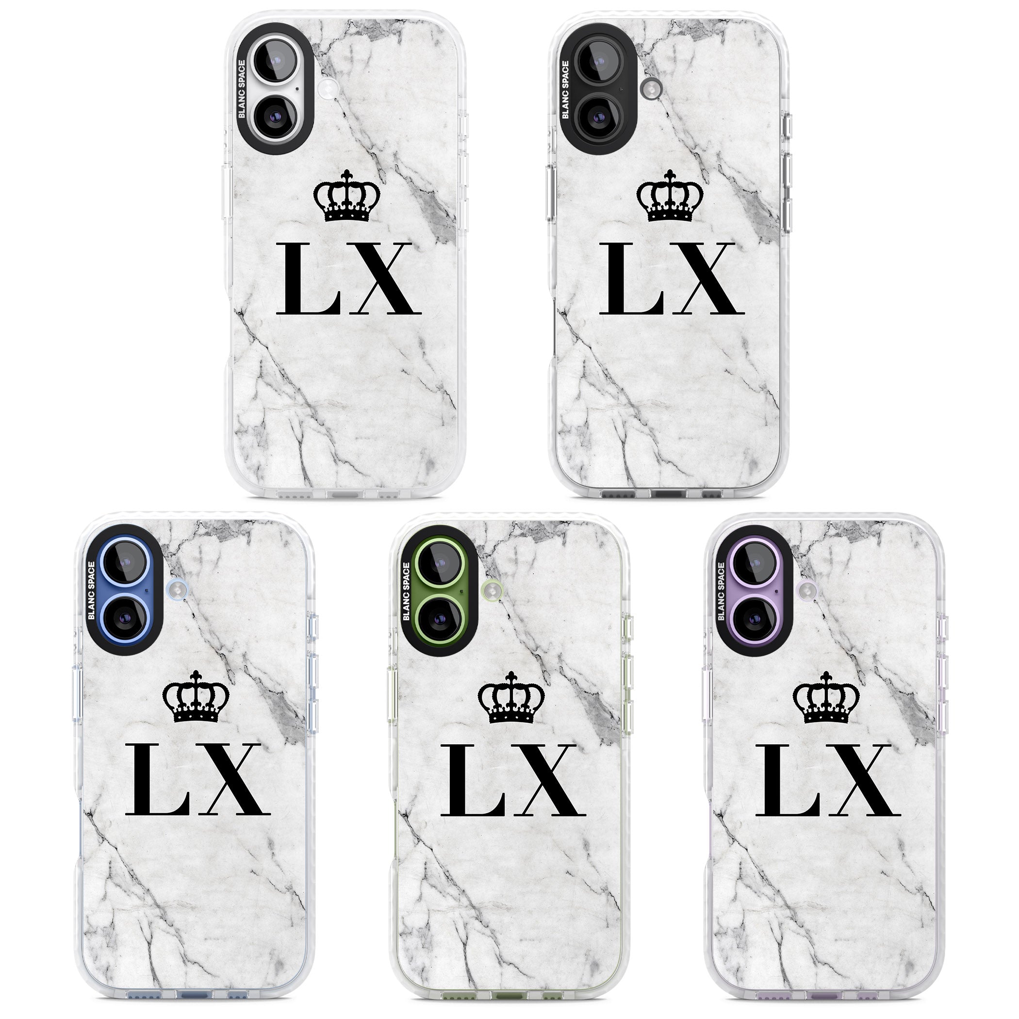 Personalised Initial Crown Marble iPhone 17 Impact Pro Clear Phone Case APT Impact Protection