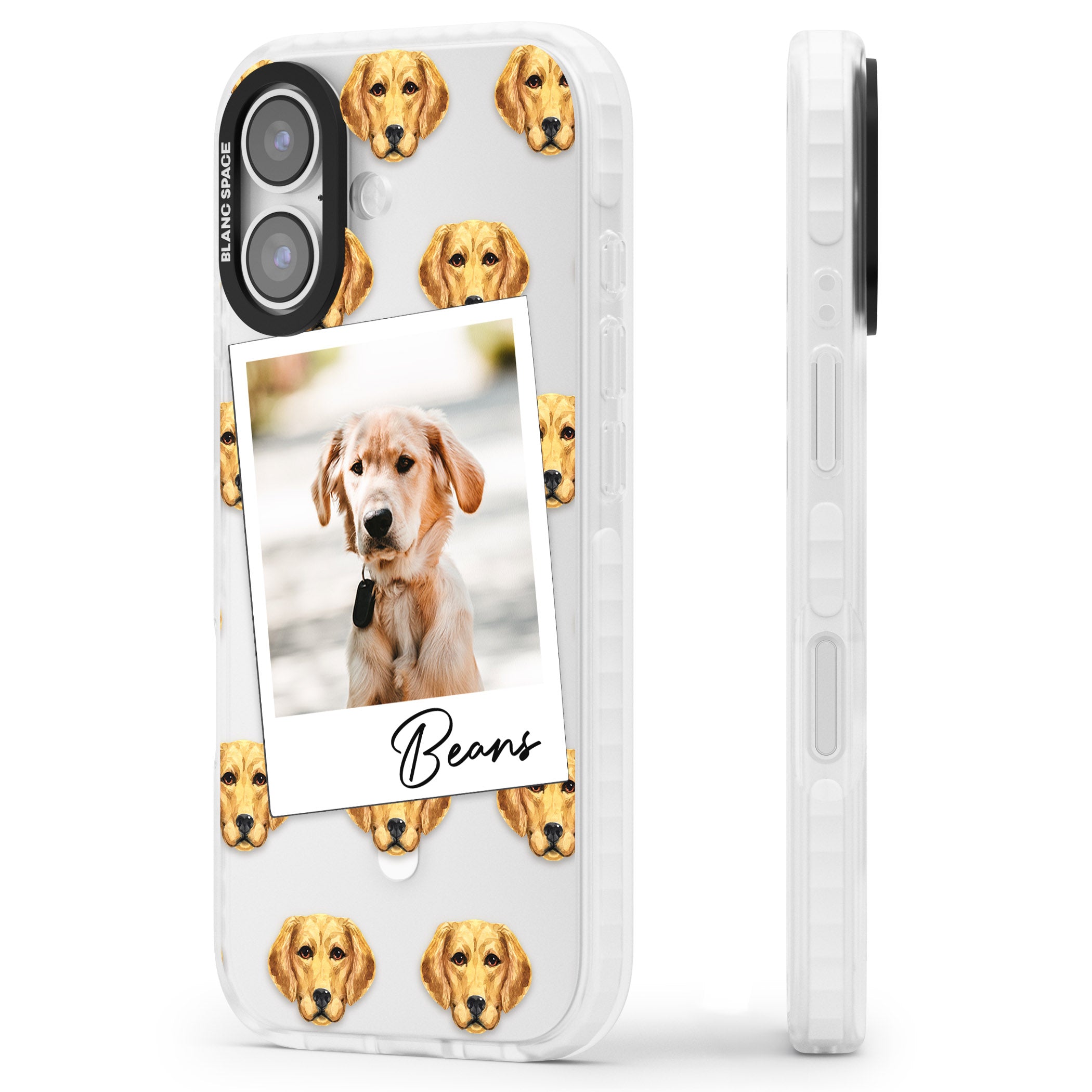 Personalised Labrador Instant Camera Photo iPhone 17 Impact Pro Clear Phone Case Side Profile