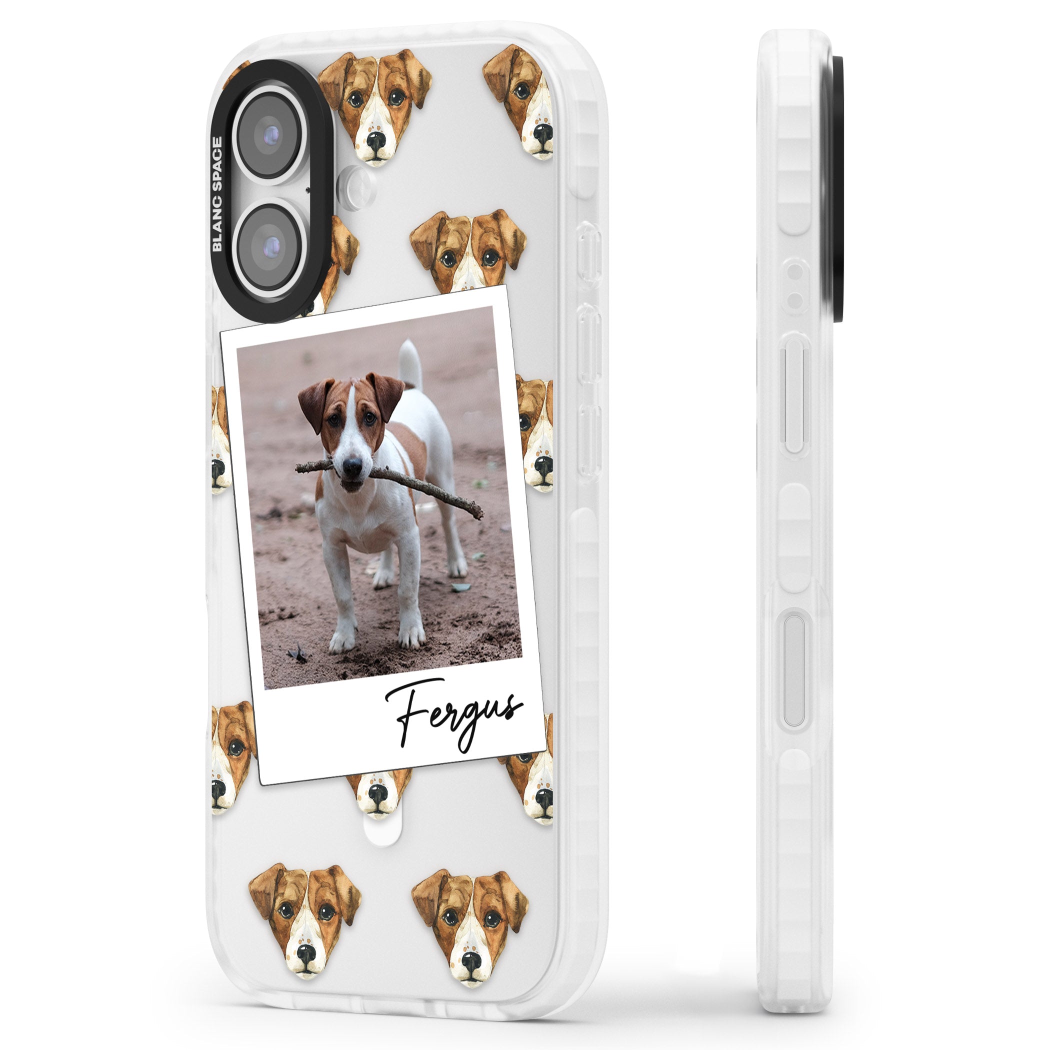 Personalised Jack Russell Instant Camera Photo iPhone 17 Impact Pro Clear Phone Case Side Profile