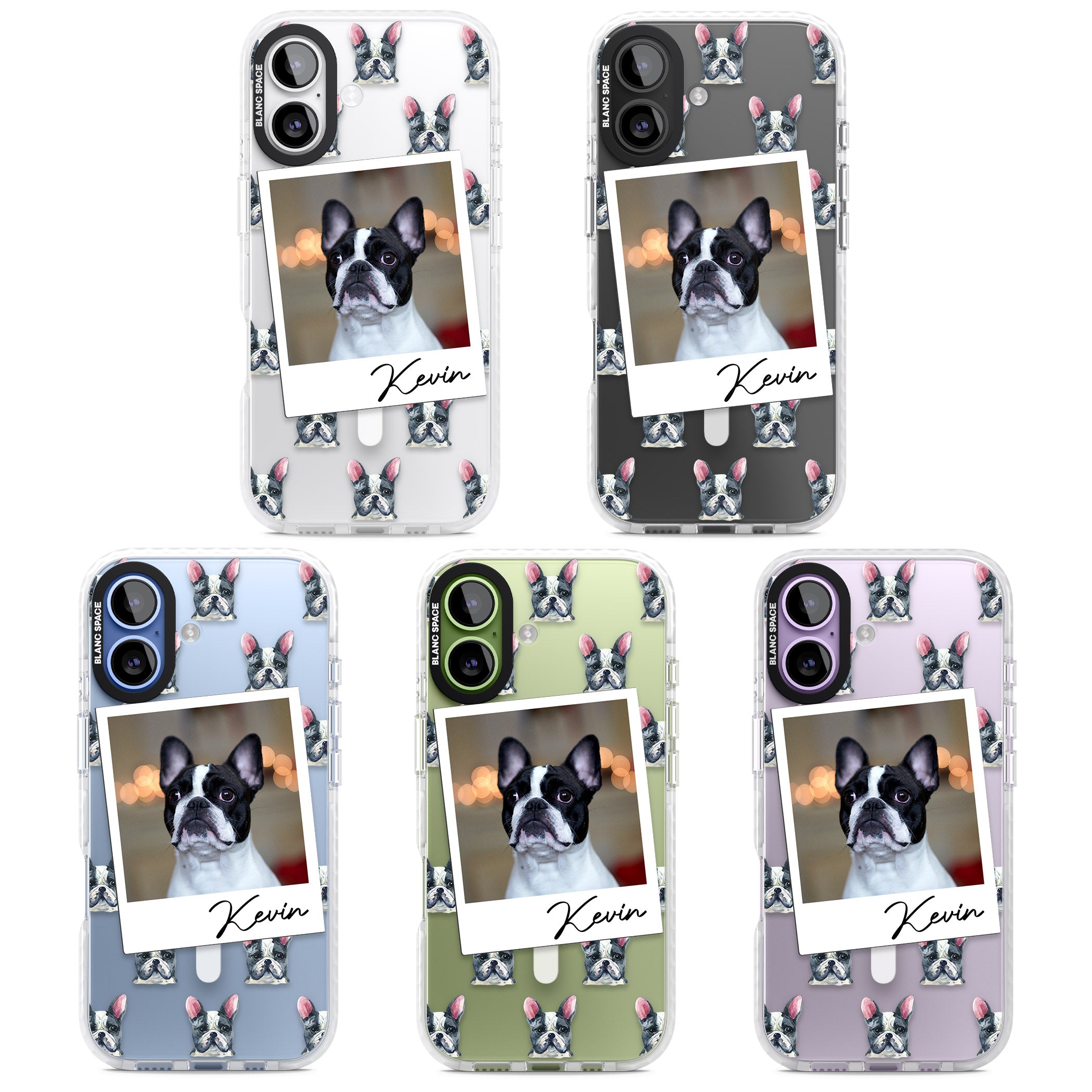 Personalised Black & White French Bulldog Instant Camera Photo iPhone 17 Impact Pro Clear Phone Case APT Impact Protection