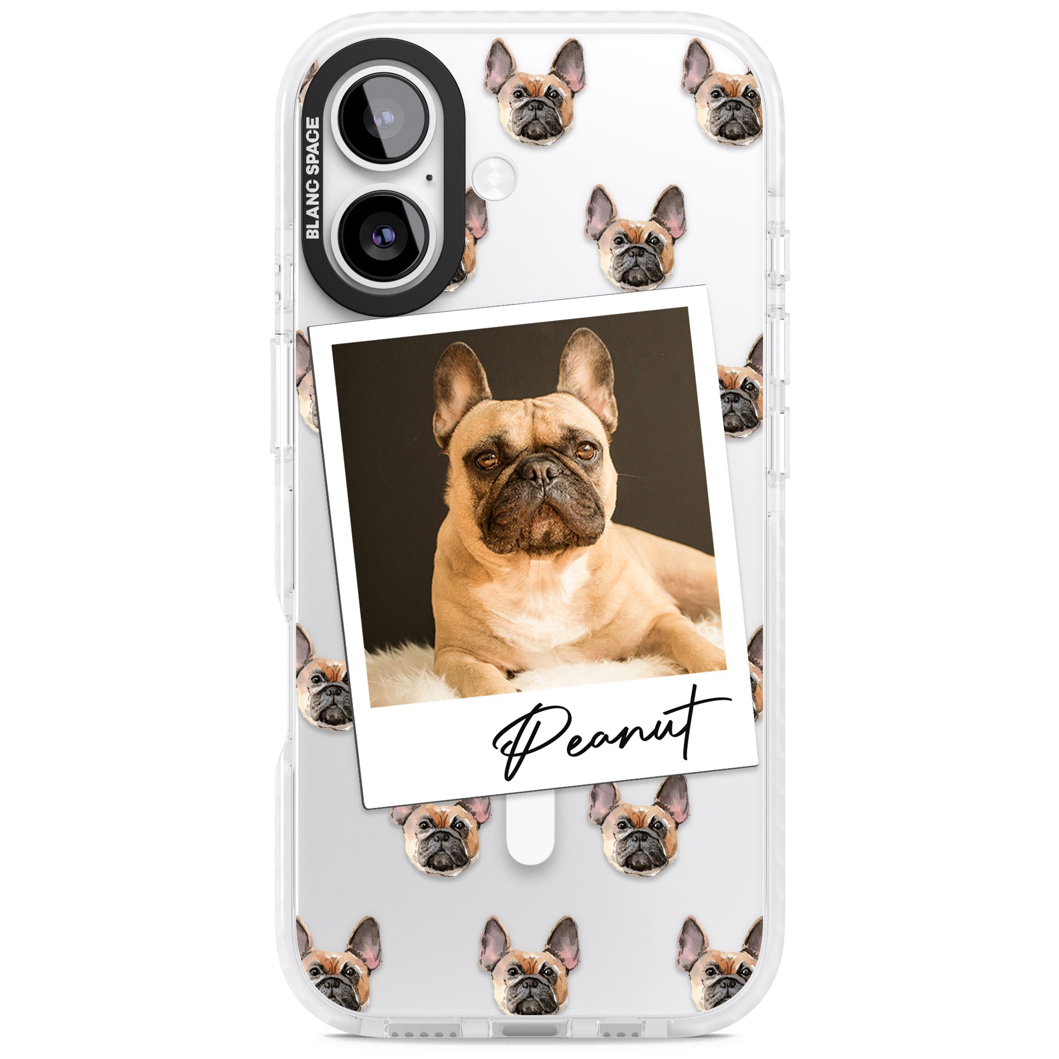 Personalised Tan French Bulldog Instant Camera Photo iPhone 17 Impact Pro Clear Phone Case