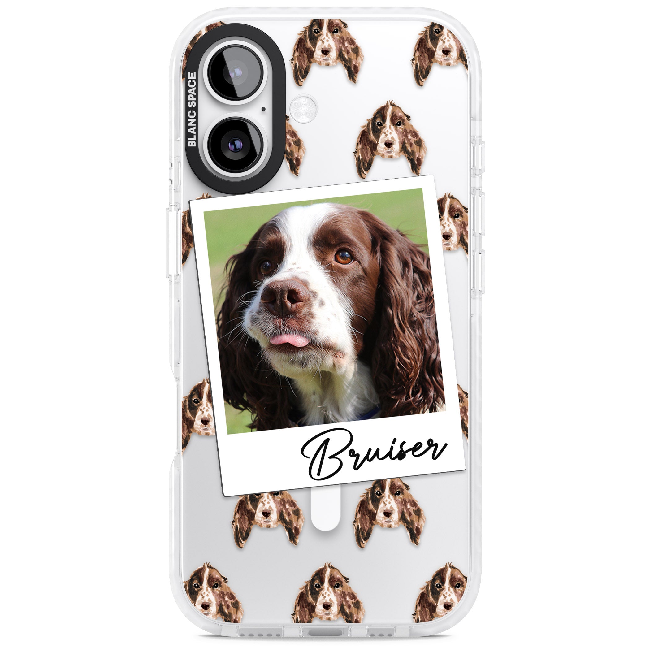 Personalised Springer Spaniel Instant Camera Photo iPhone 17 Impact Pro Clear Phone Case