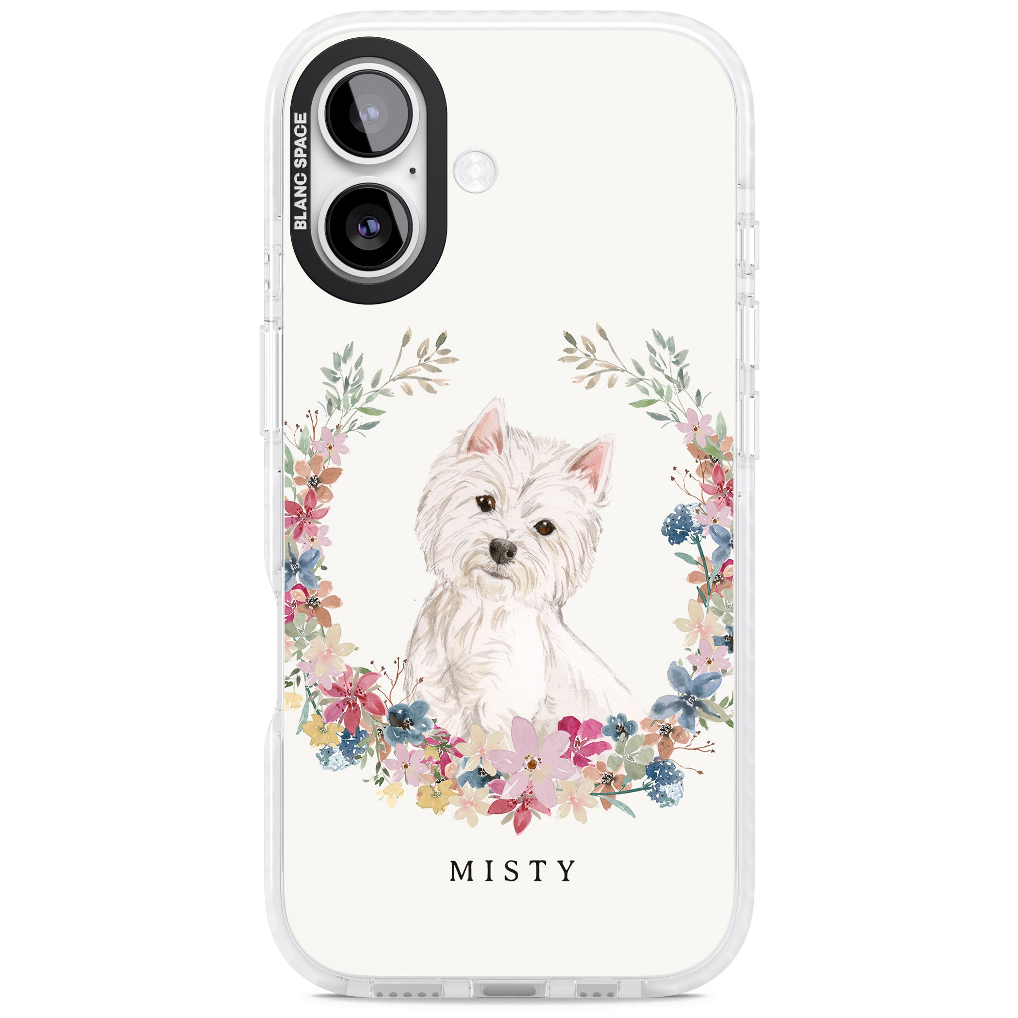Personalised Westie Floral Portrait iPhone 17 Impact Pro Clear Phone Case