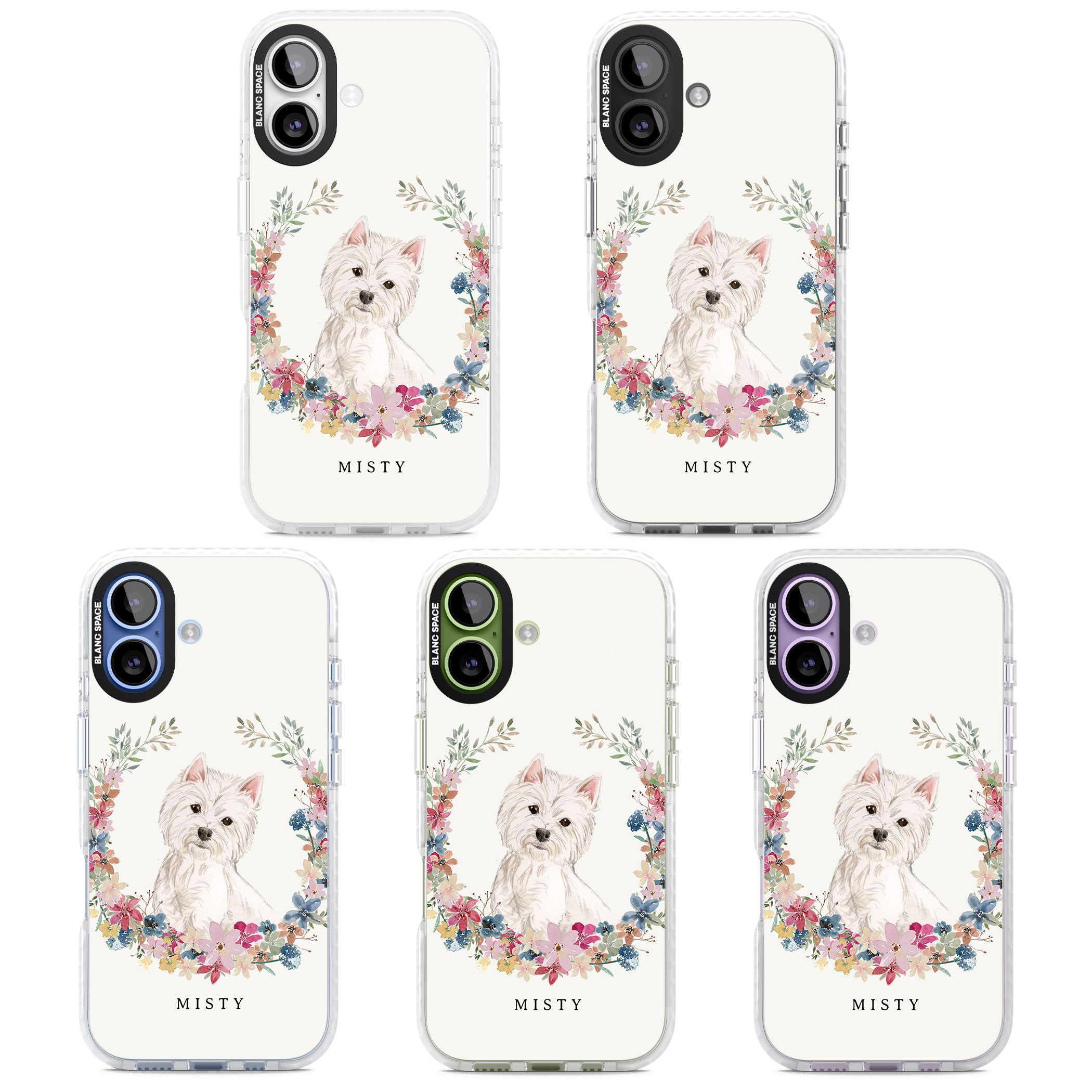Personalised Westie Floral Portrait iPhone 17 Impact Pro Clear Phone Case APT Impact Protection