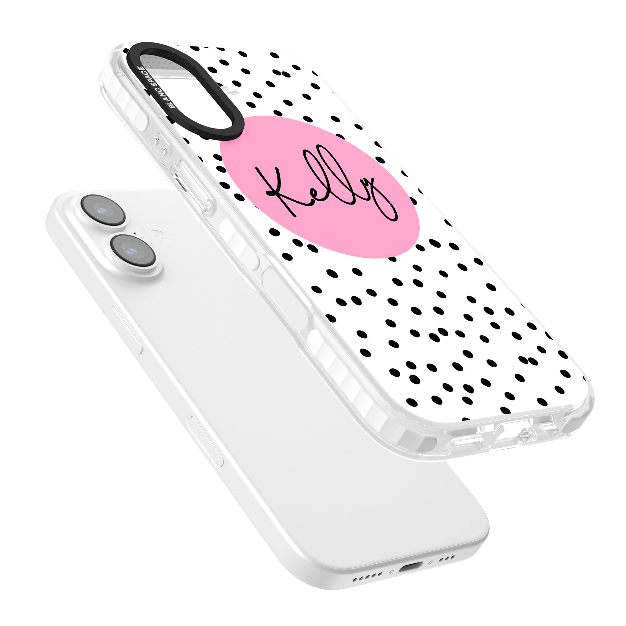 Personalised Pink Circle & Dots iPhone 17 Impact Pro Clear Phone Case Colours