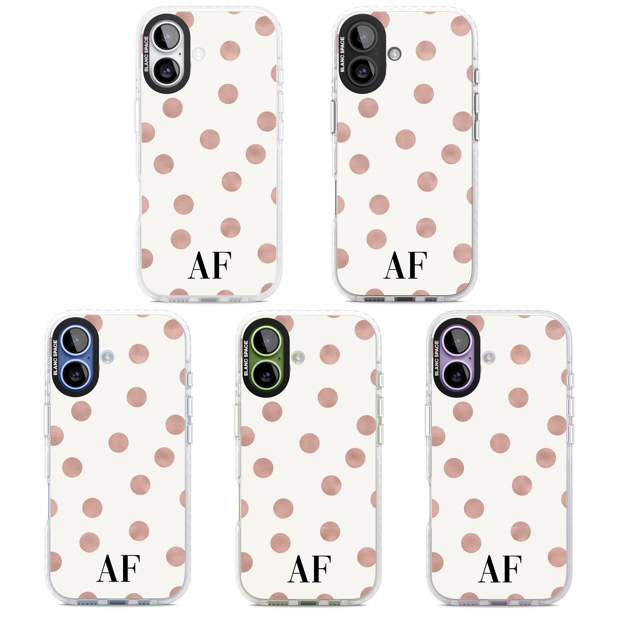 Personalised Rose Gold Dots & Initials iPhone 17 Impact Pro Clear Phone Case APT Impact Protection