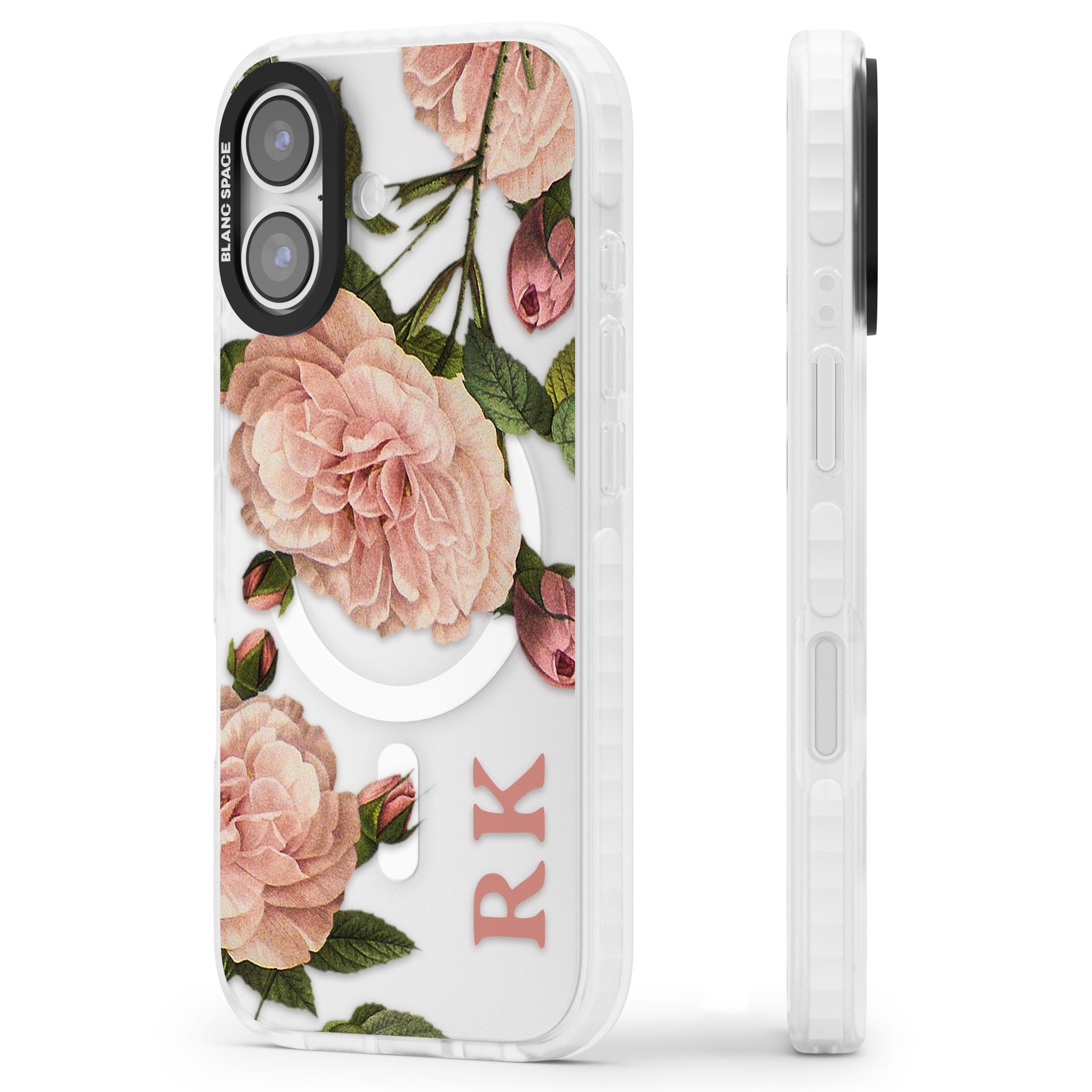 Personalised Vintage Floral iPhone 17 Impact Pro Clear Phone Case Side Profile